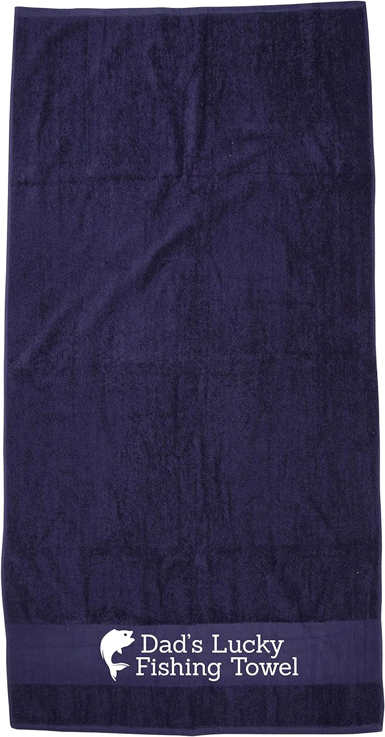 Navy Blue Fishing Towel Personalised Printed Towel - Any Name or Wording