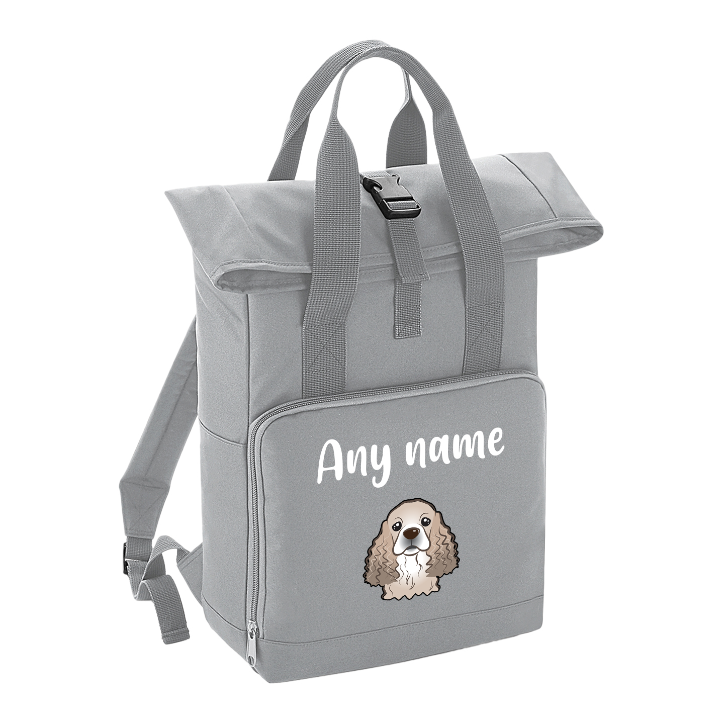 Overnighter Rucksack 14 Litres Grey Any Breed Backpack With Custom Personalised Dog Name