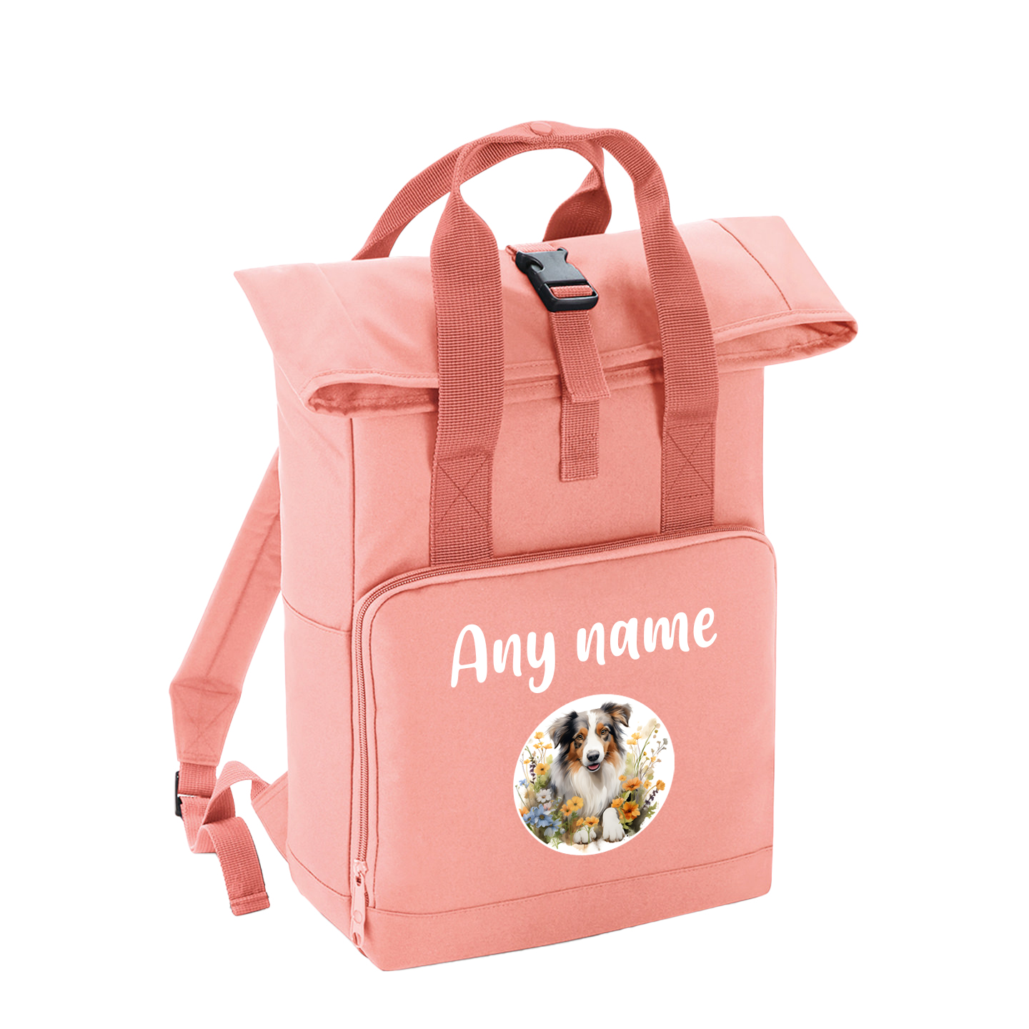Overnighter Rucksack 14 Litres Peach Coral Wildflower Dog Breed Design