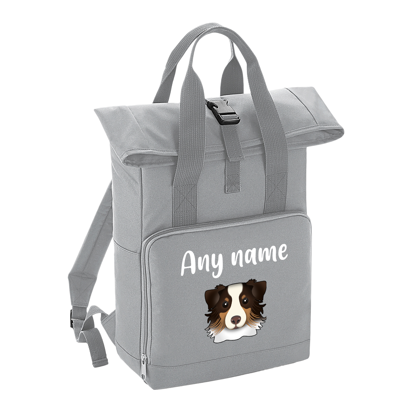 Overnighter Rucksack 14 Litres Grey Any Breed Backpack With Custom Personalised Dog Name