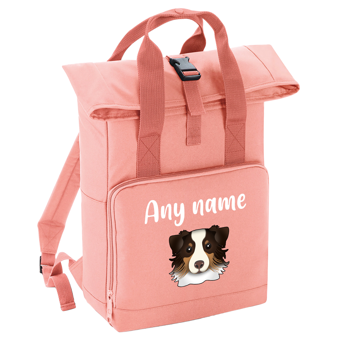 Overnighter Rucksack 14 Litres Peach Coral Any Breed Backpack With Custom Personalised Dog Name