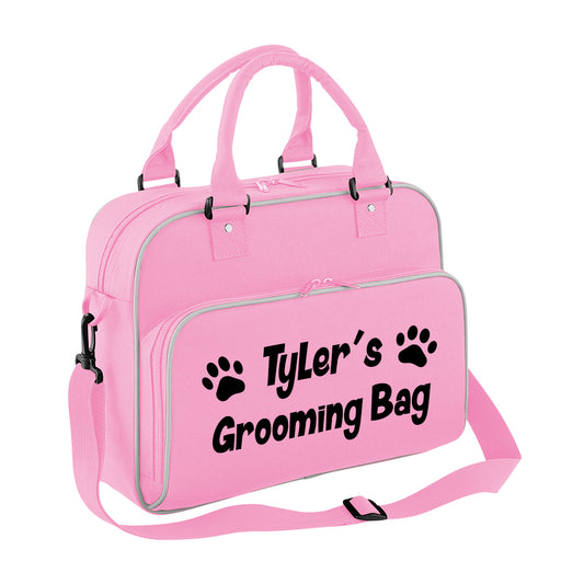 Baby Pink Custom Grooming Bag Paw Motif Any Name