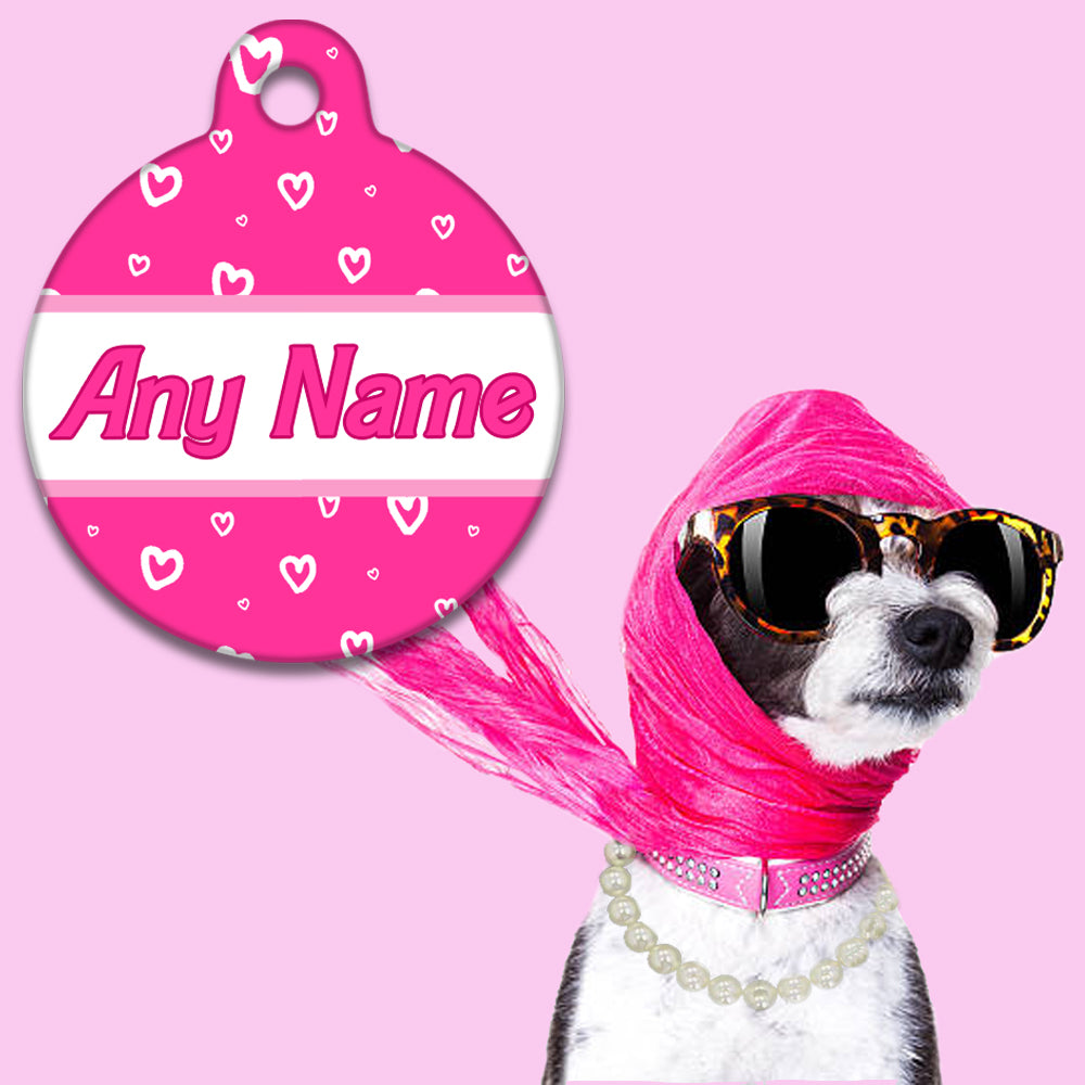 Barbie Hearts Pink- Pet ID Tag
