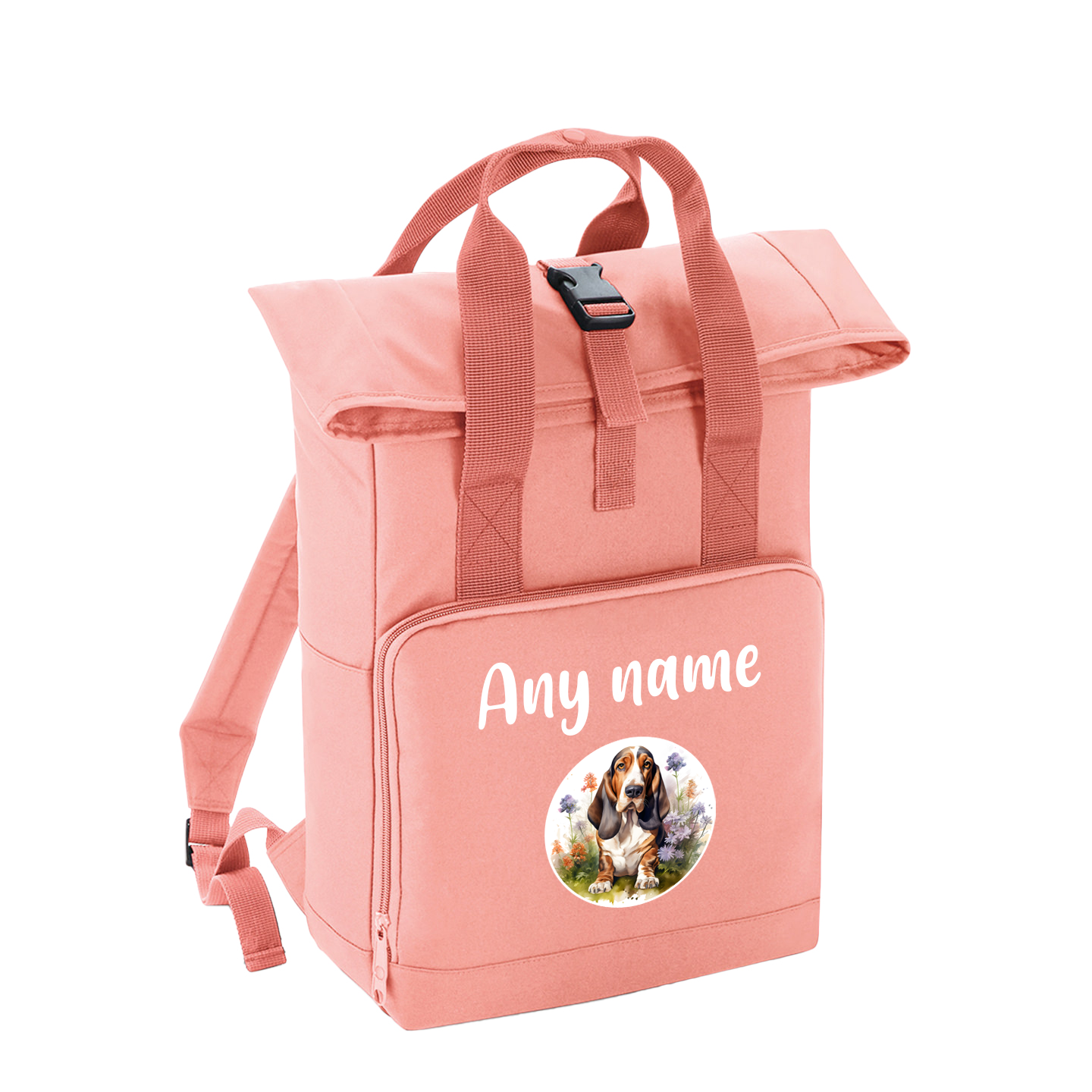 Overnighter Rucksack 14 Litres Peach Coral Wildflower Dog Breed Design