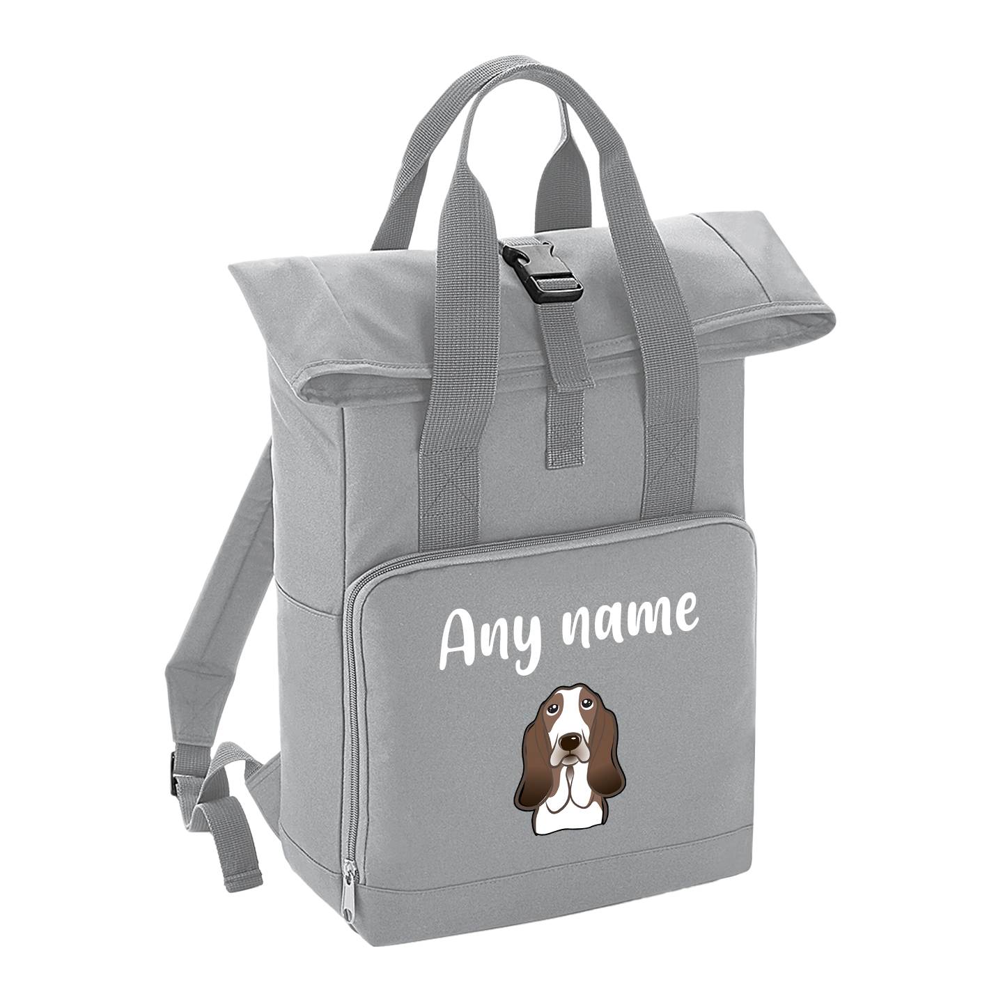 Overnighter Rucksack 14 Litres Grey Any Breed Backpack With Custom Personalised Dog Name