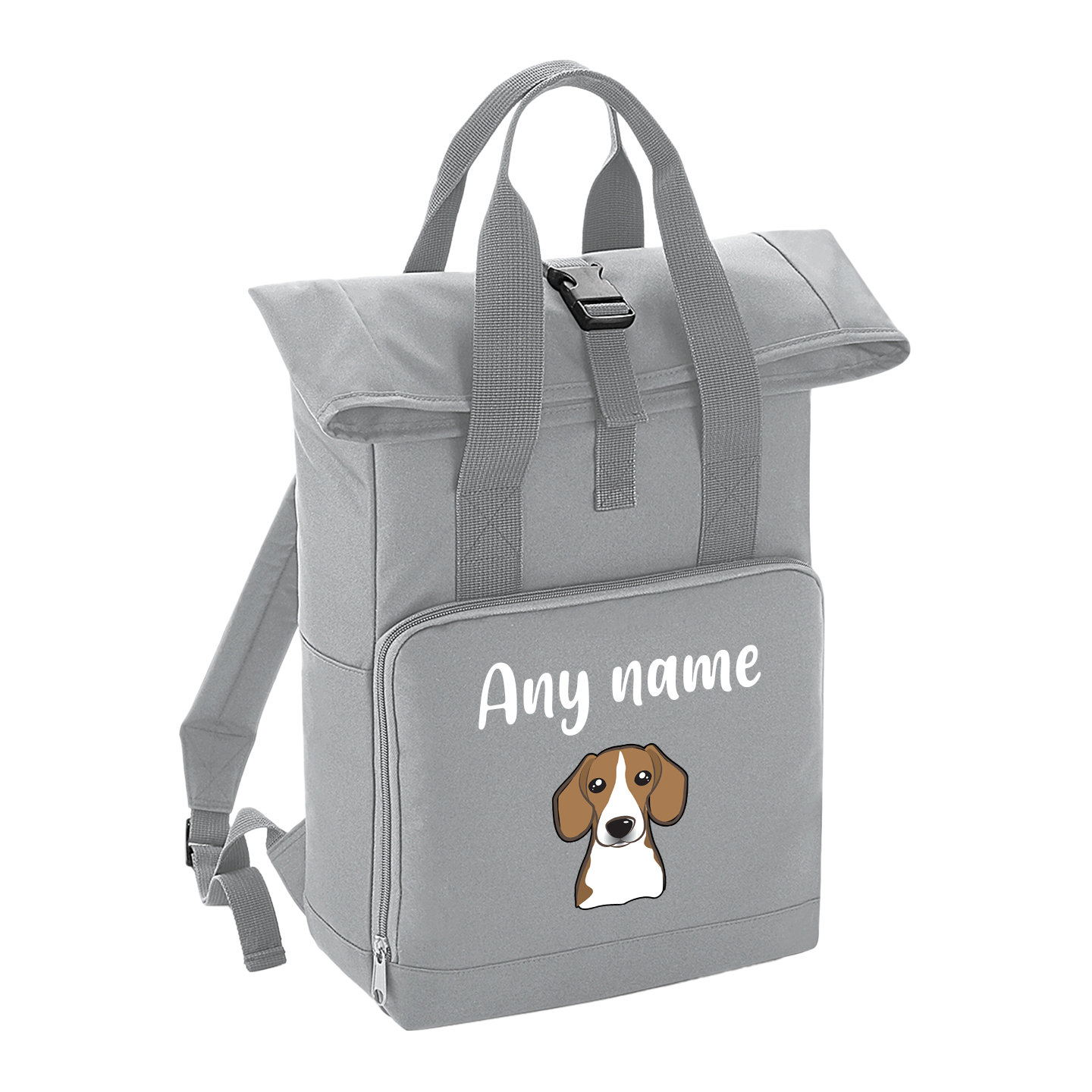 Overnighter Rucksack 14 Litres Grey Any Breed Backpack With Custom Personalised Dog Name