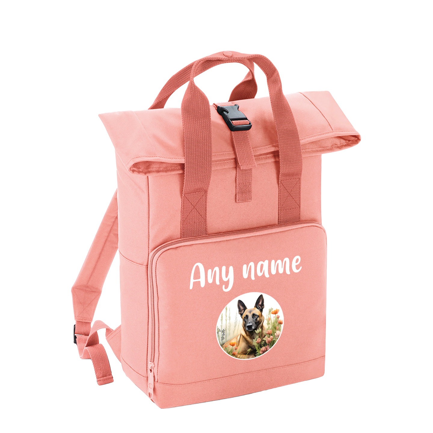 Overnighter Rucksack 14 Litres Peach Coral Wildflower Dog Breed Design