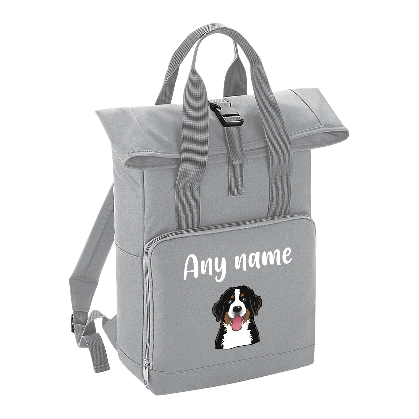 Overnighter Rucksack 14 Litres Grey Any Breed Backpack With Custom Personalised Dog Name