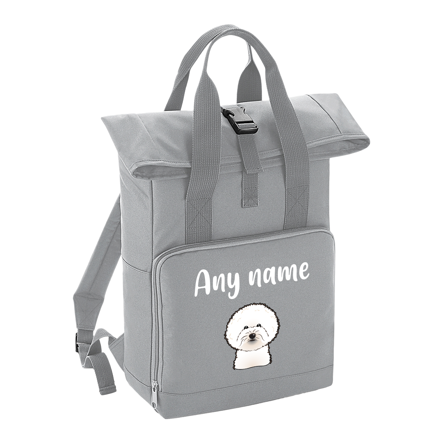 Overnighter Rucksack 14 Litres Grey Any Breed Backpack With Custom Personalised Dog Name