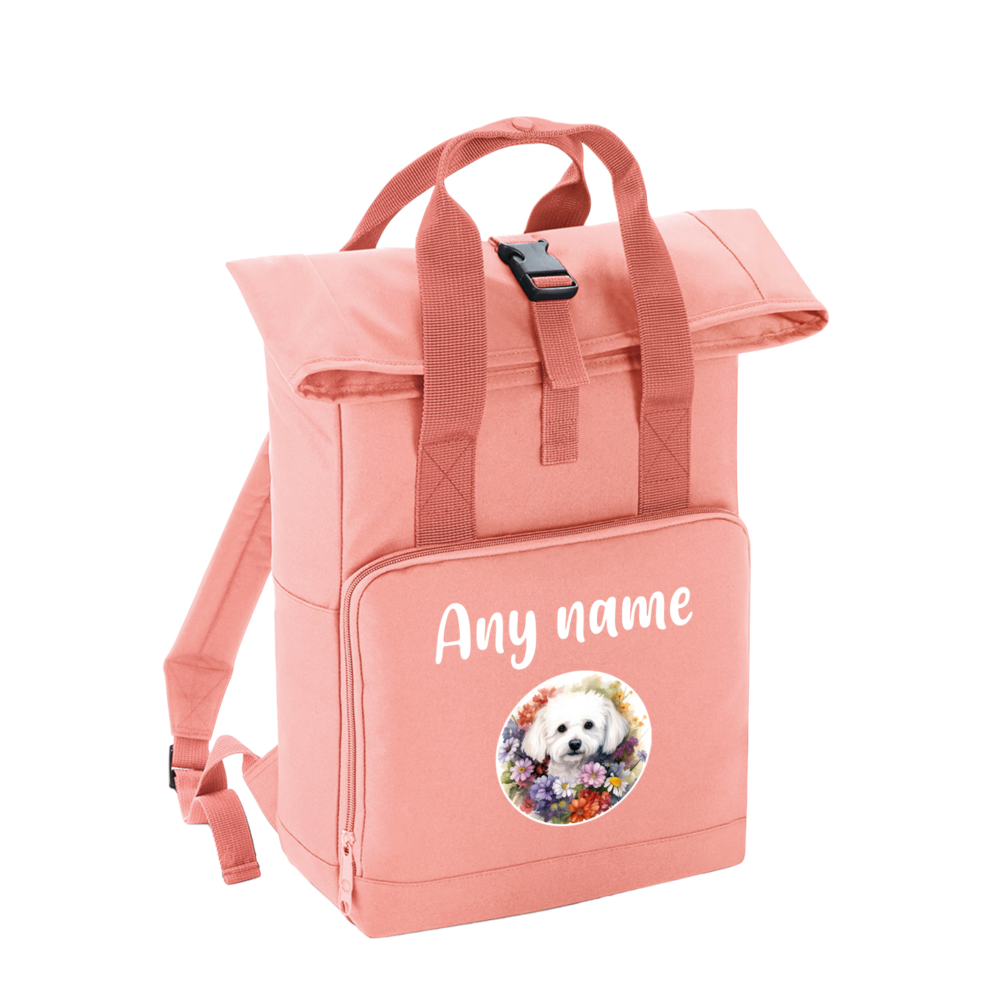 Overnighter Rucksack 14 Litres Peach Coral Wildflower Dog Breed Design