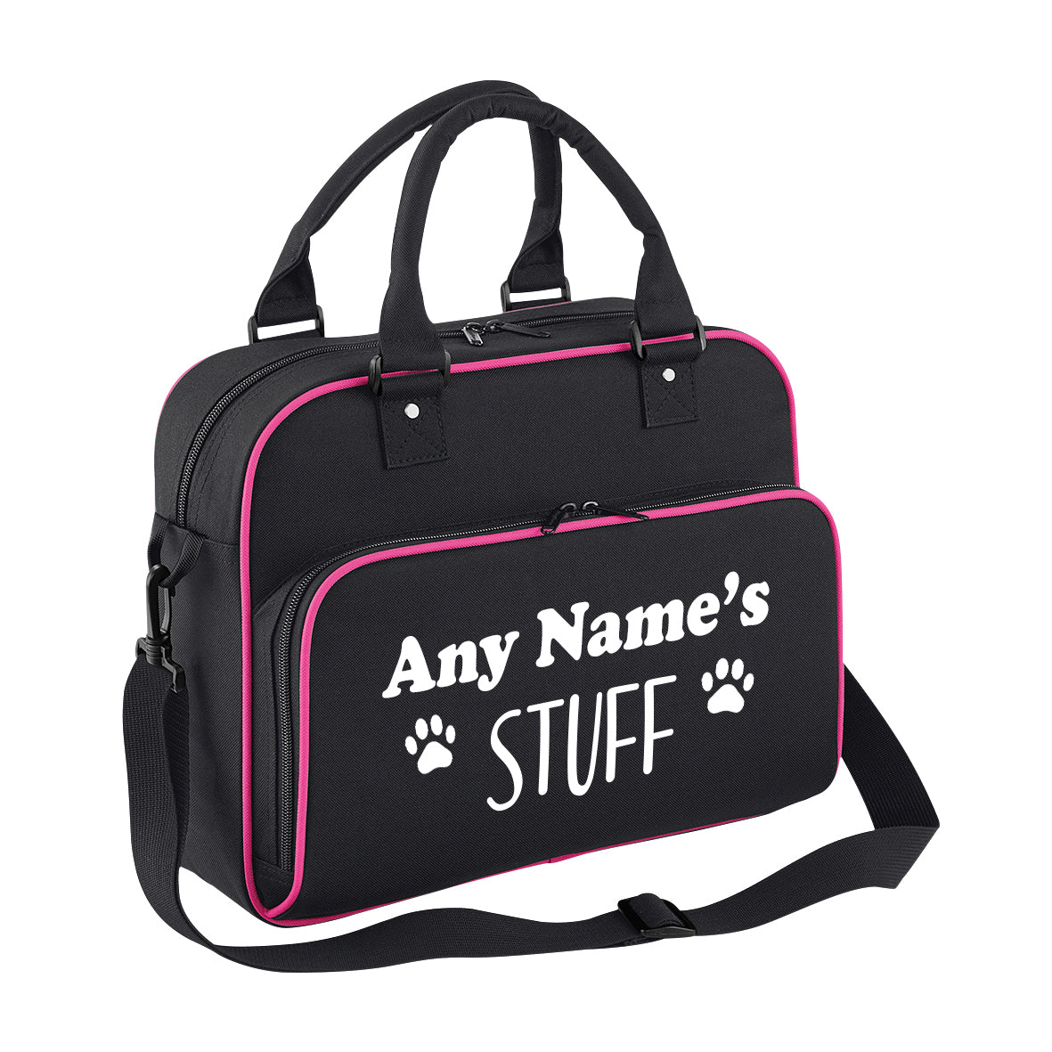 Black & Pink Custom Any Name STUFF Holdall Bag