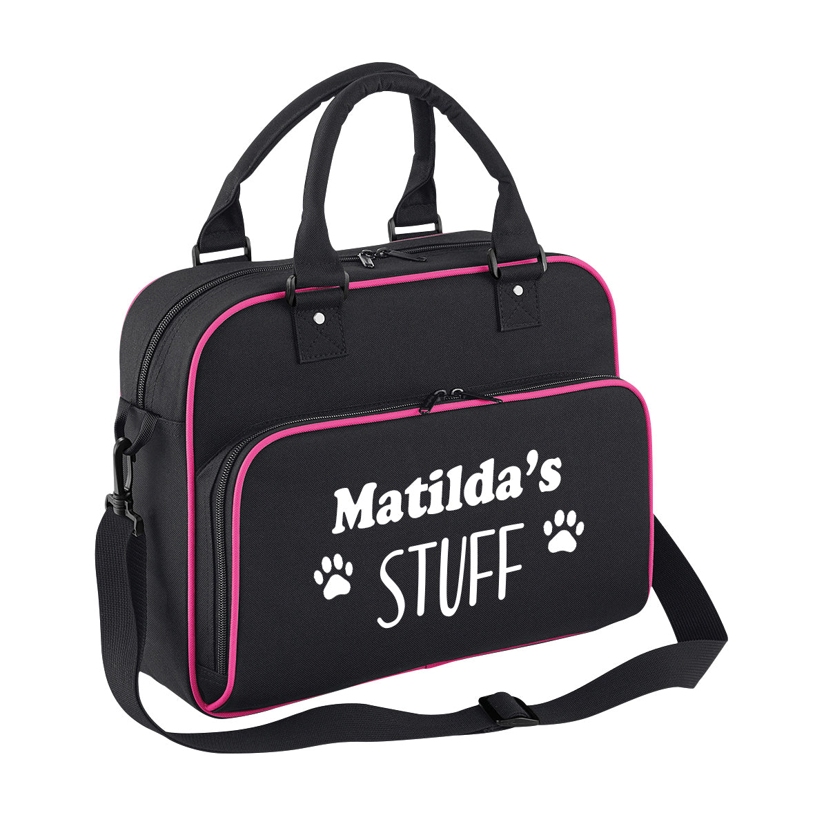 Black & Pink Custom Any Name STUFF Holdall Bag