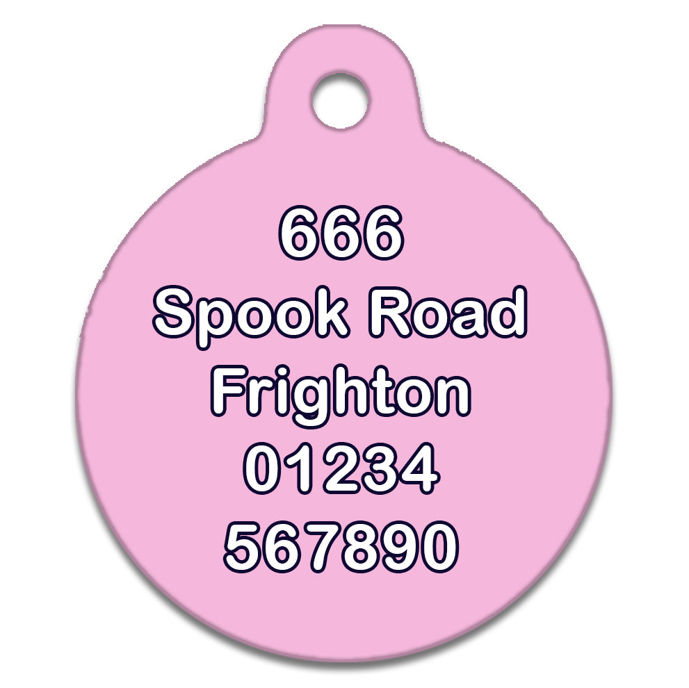 Boo Sign, Cute Ghost Pink Design - Pet Identity Tag