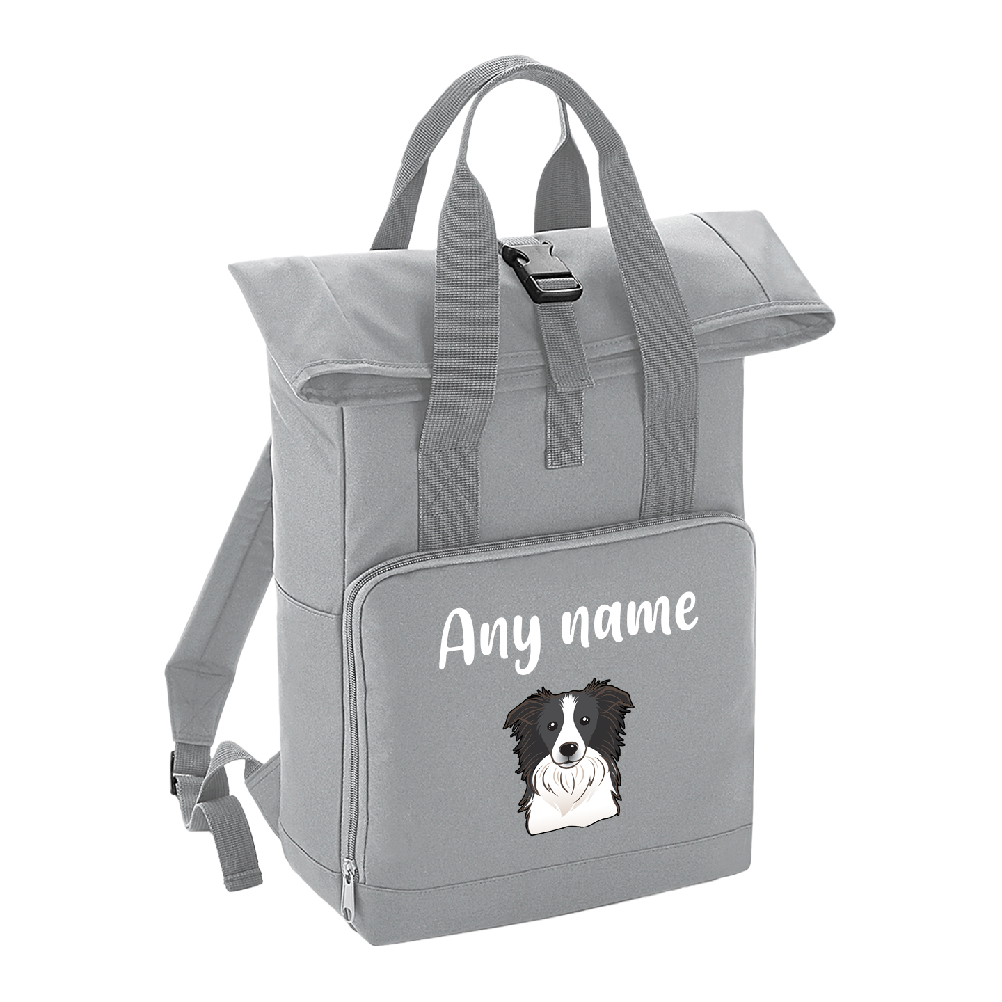 Overnighter Rucksack 14 Litres Grey Any Breed Backpack With Custom Personalised Dog Name