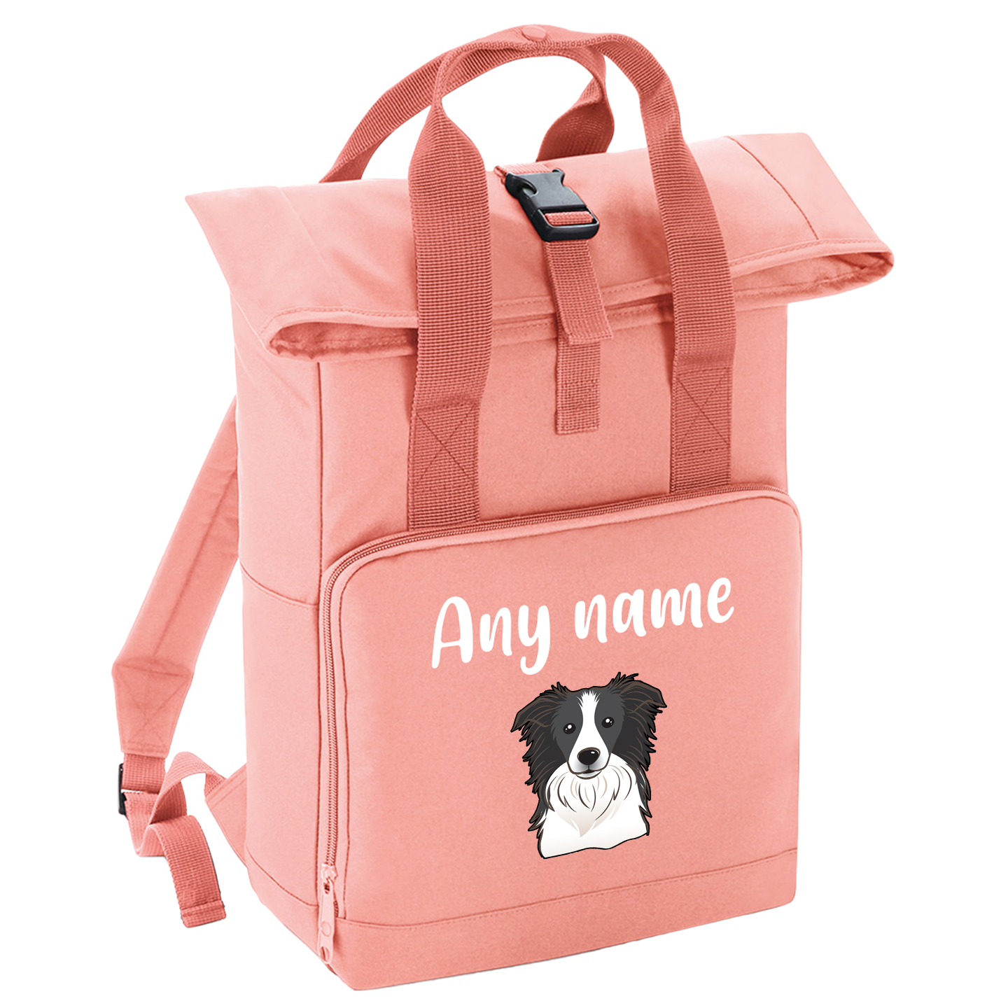 Overnighter Rucksack 14 Litres Peach Coral Any Breed Backpack With Custom Personalised Dog Name