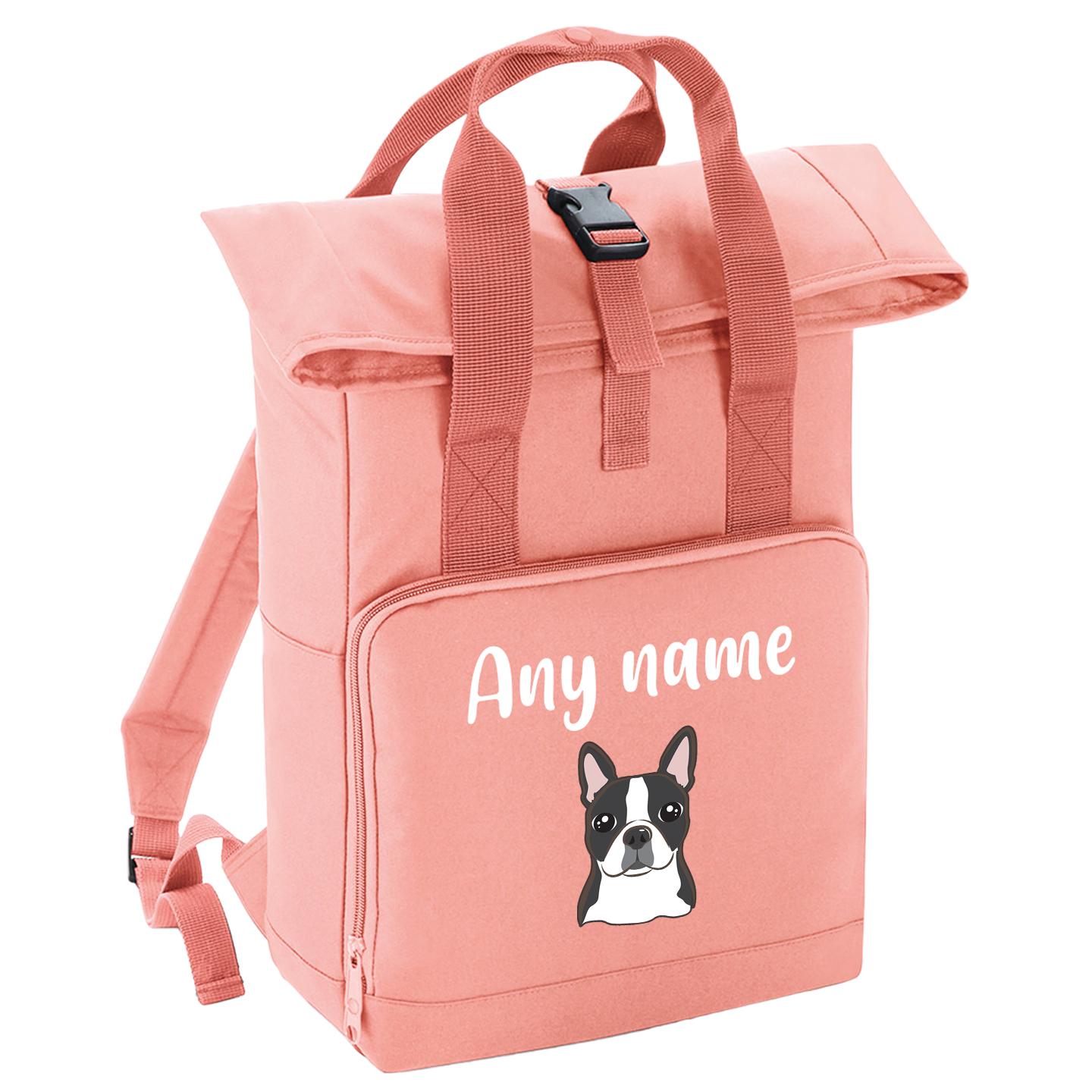 Overnighter Rucksack 14 Litres Peach Coral Any Breed Backpack With Custom Personalised Dog Name
