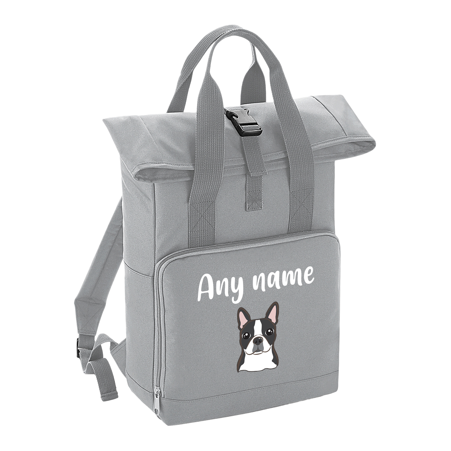 Overnighter Rucksack 14 Litres Grey Any Breed Backpack With Custom Personalised Dog Name
