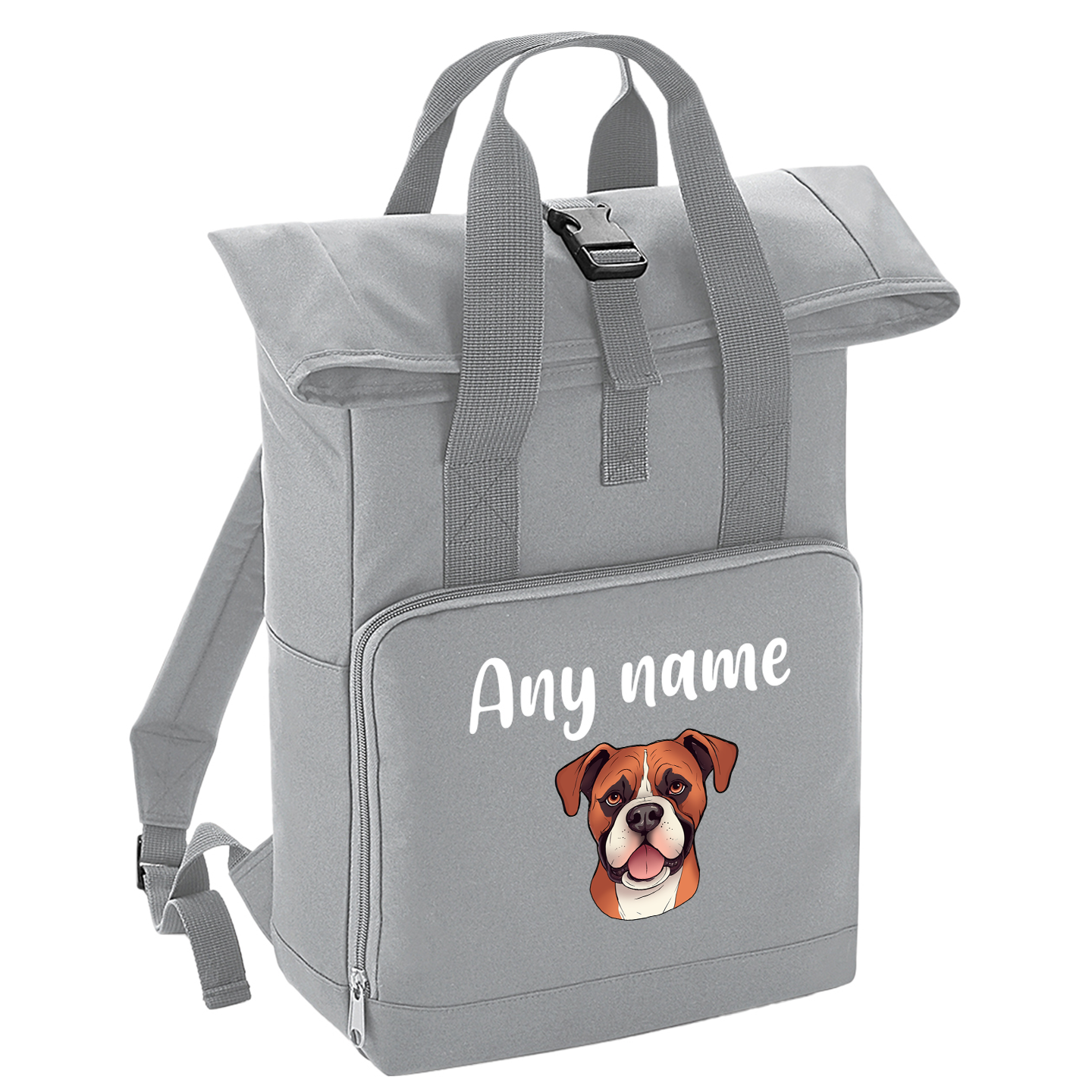 Overnighter Rucksack 14 Litres Grey Any Breed Backpack With Custom Personalised Dog Name