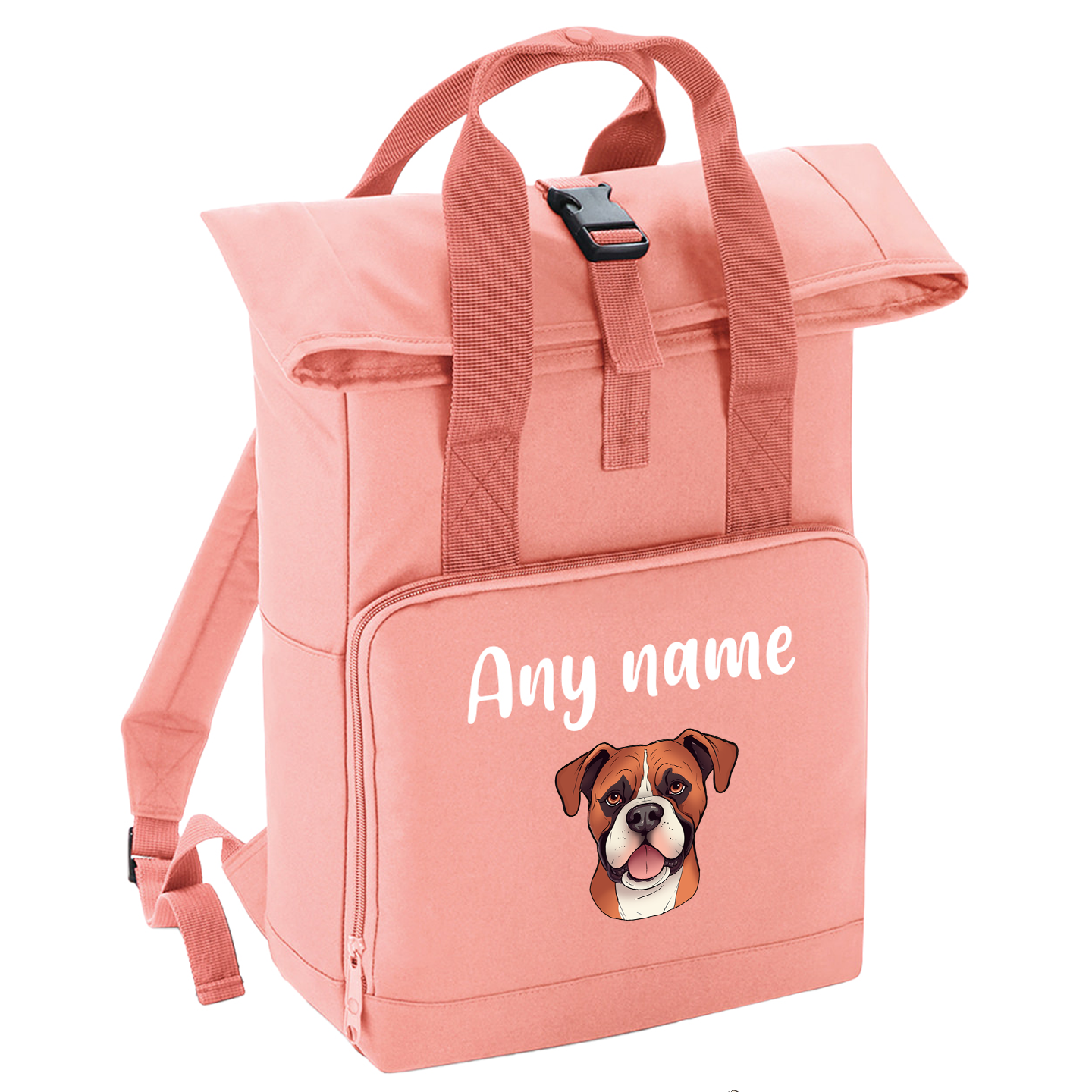 Overnighter Rucksack 14 Litres Peach Coral Any Breed Backpack With Custom Personalised Dog Name