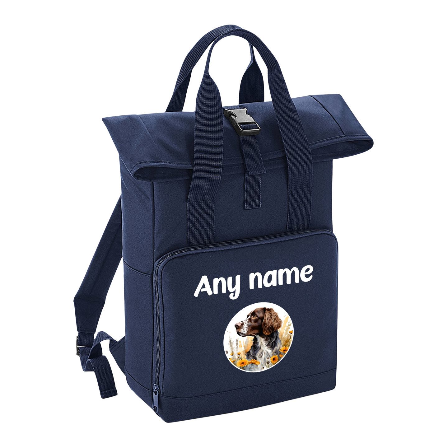 Overnighter Rucksack 14 Litres Navy Blue Wildflower Dog Breed Design