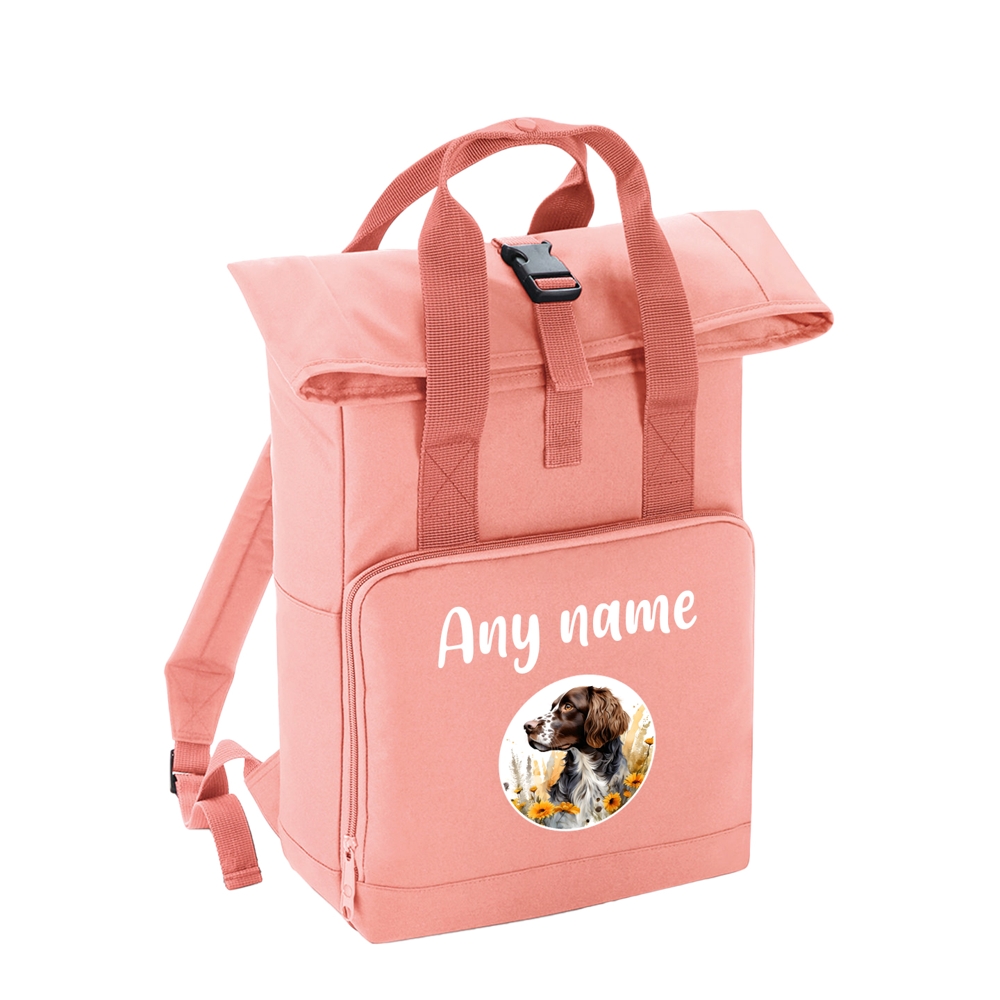 Overnighter Rucksack 14 Litres Peach Coral Wildflower Dog Breed Design