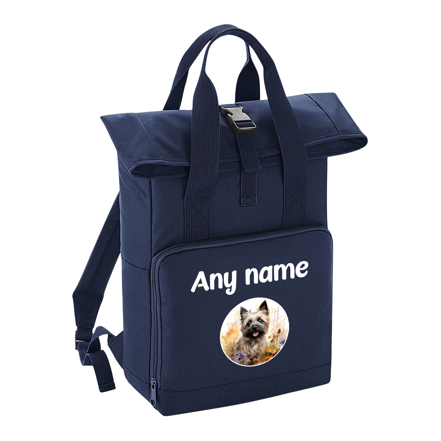 Overnighter Rucksack 14 Litres Navy Blue Wildflower Dog Breed Design