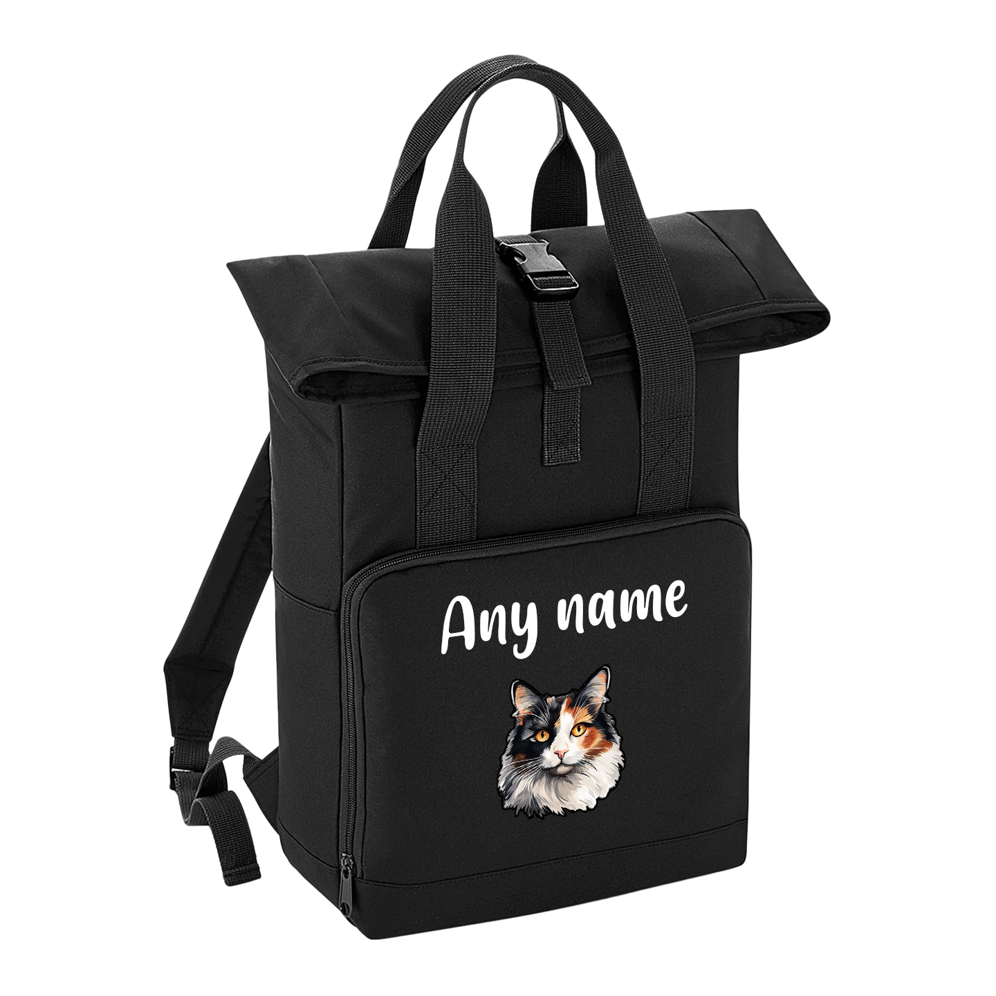 Black Cat Breed with Personalised Name Backpack