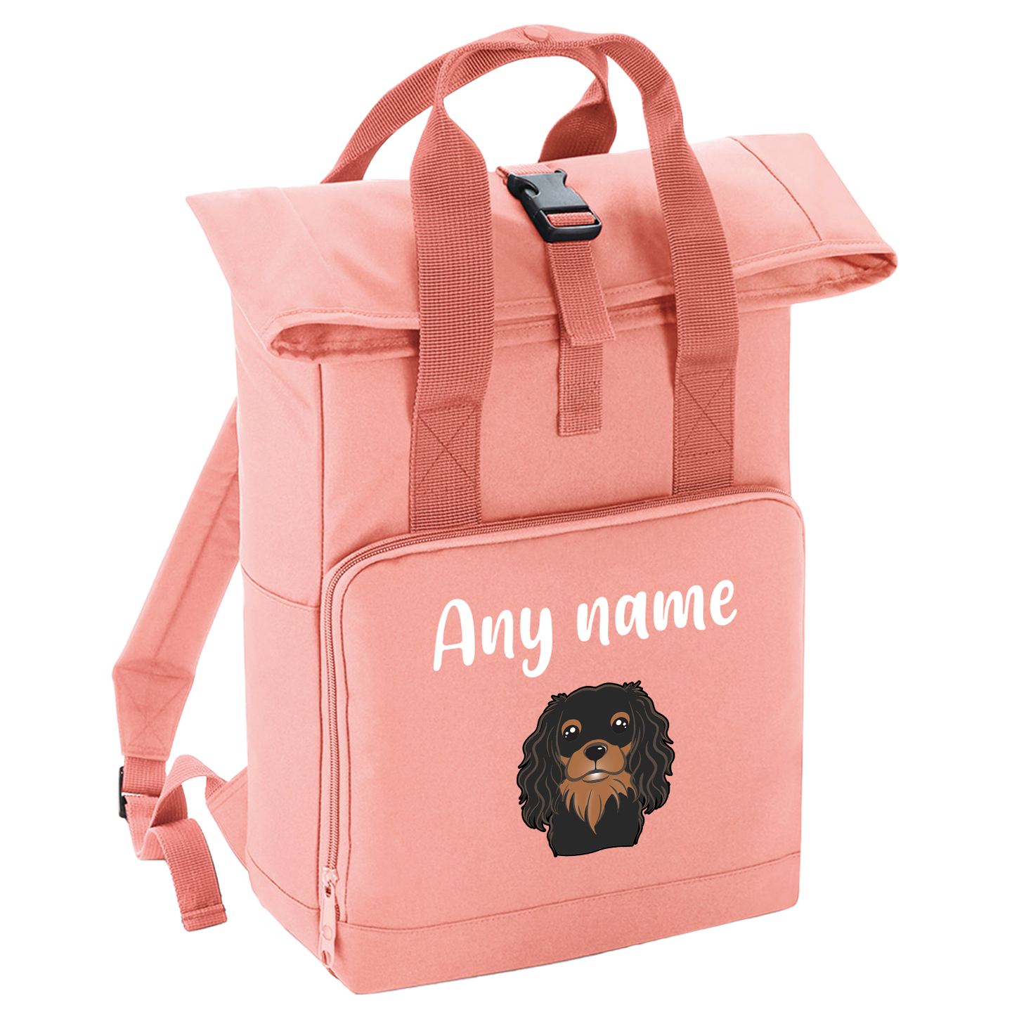 Overnighter Rucksack 14 Litres Peach Coral Any Breed Backpack With Custom Personalised Dog Name
