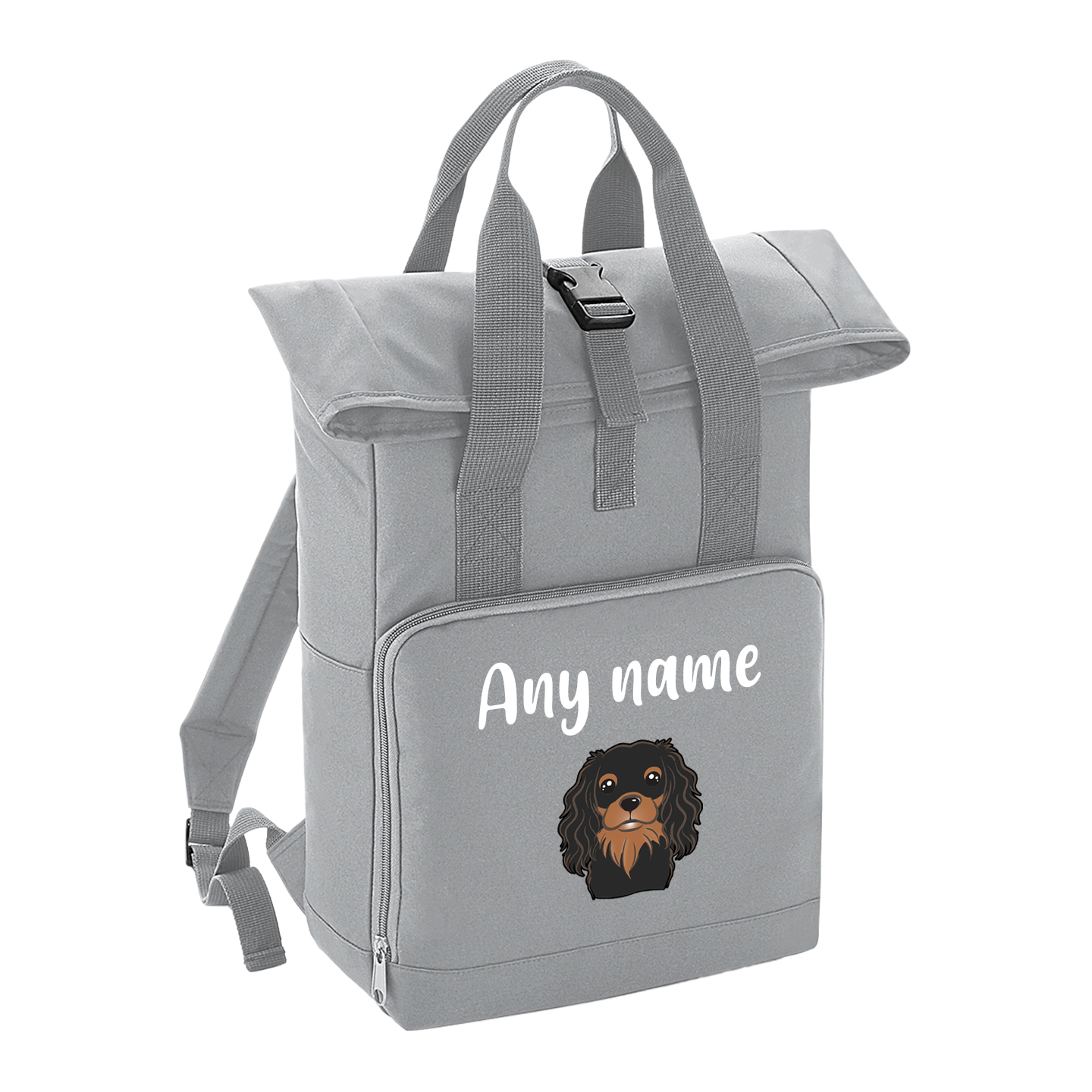 Overnighter Rucksack 14 Litres Grey Any Breed Backpack With Custom Personalised Dog Name