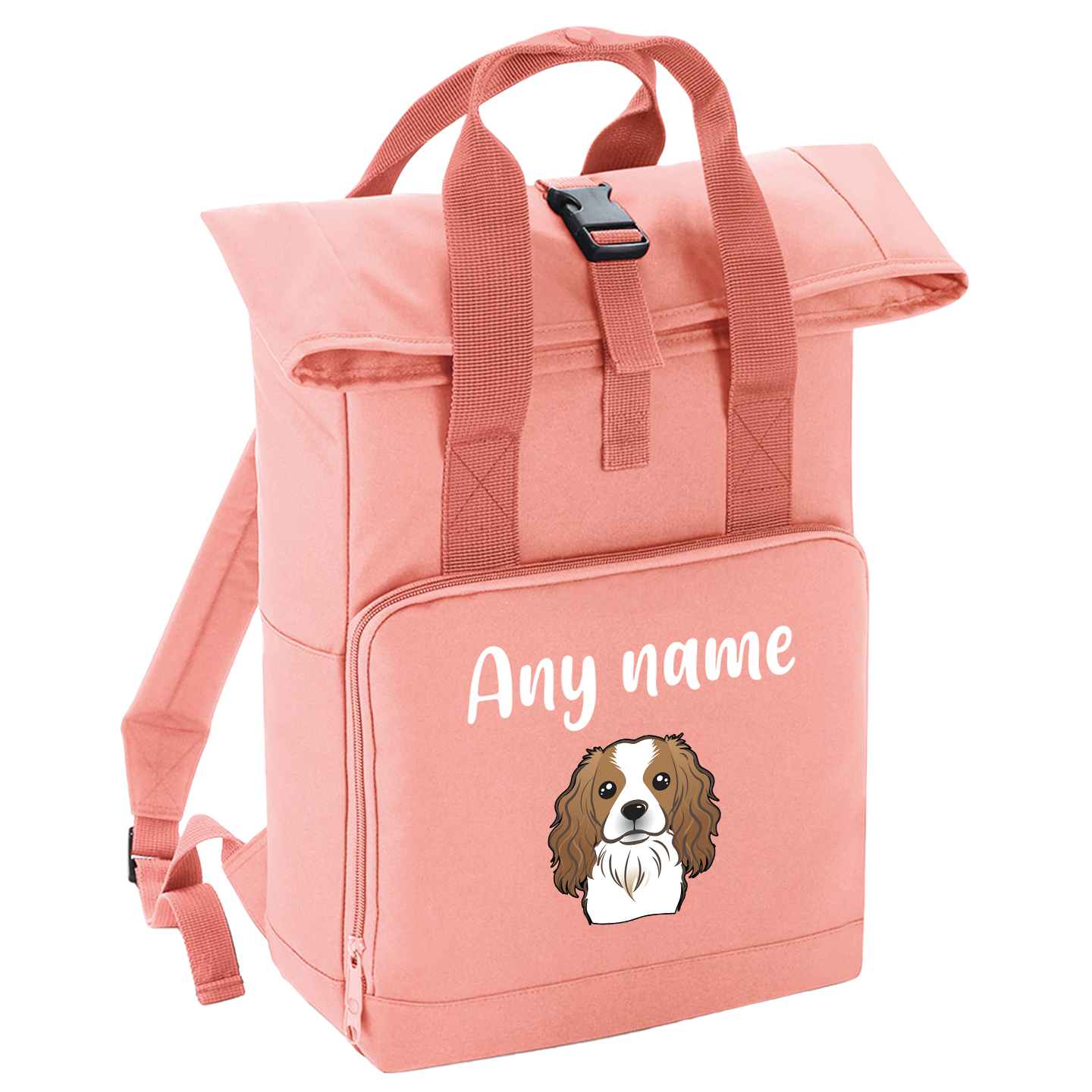 Overnighter Rucksack 14 Litres Peach Coral Any Breed Backpack With Custom Personalised Dog Name