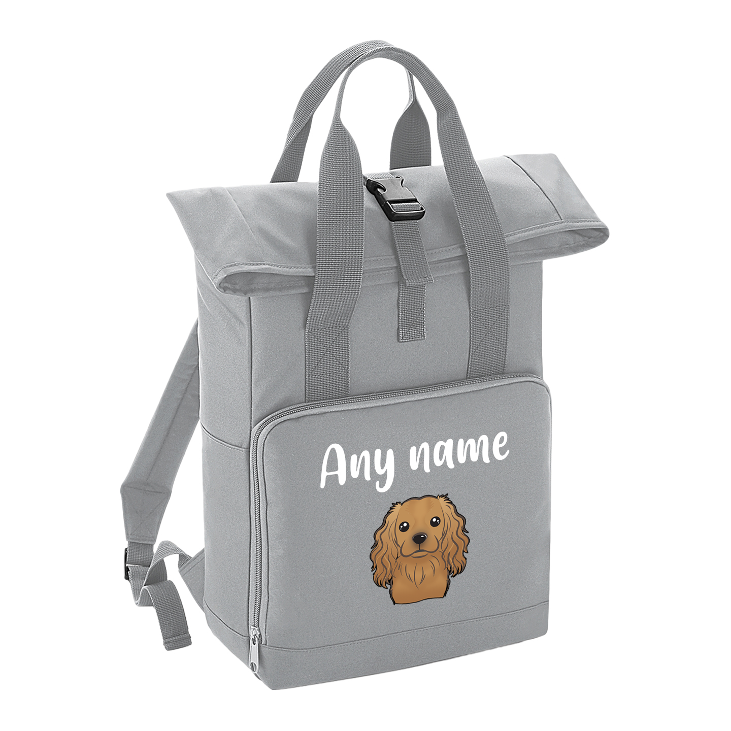 Overnighter Rucksack 14 Litres Grey Any Breed Backpack With Custom Personalised Dog Name