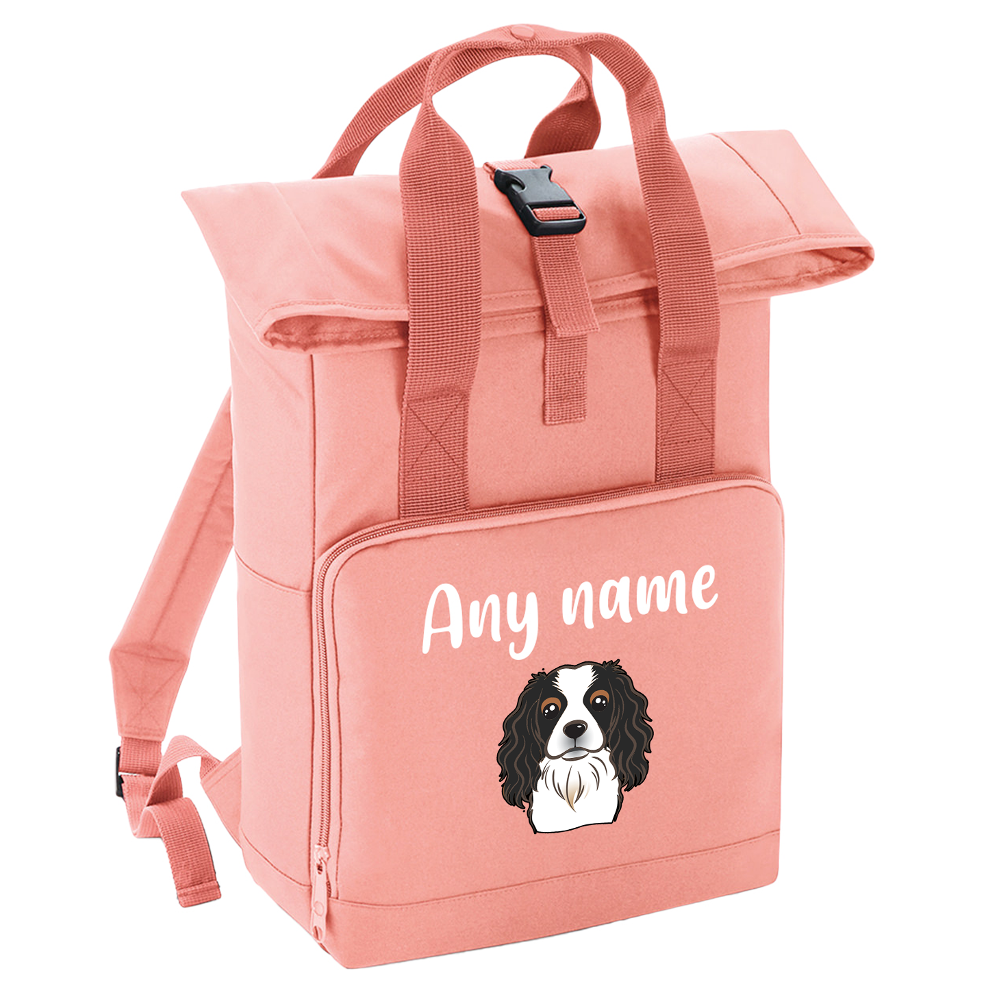 Overnighter Rucksack 14 Litres Peach Coral Any Breed Backpack With Custom Personalised Dog Name