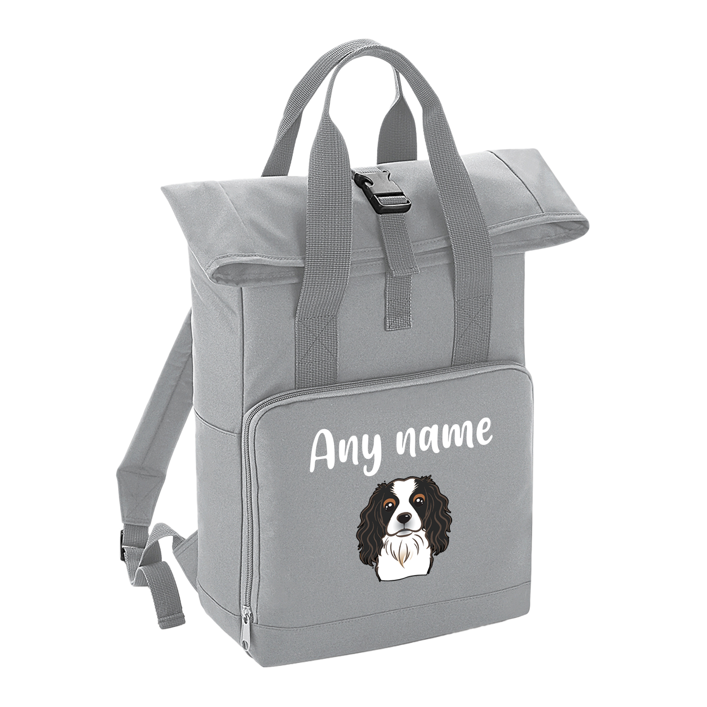 Overnighter Rucksack 14 Litres Grey Any Breed Backpack With Custom Personalised Dog Name