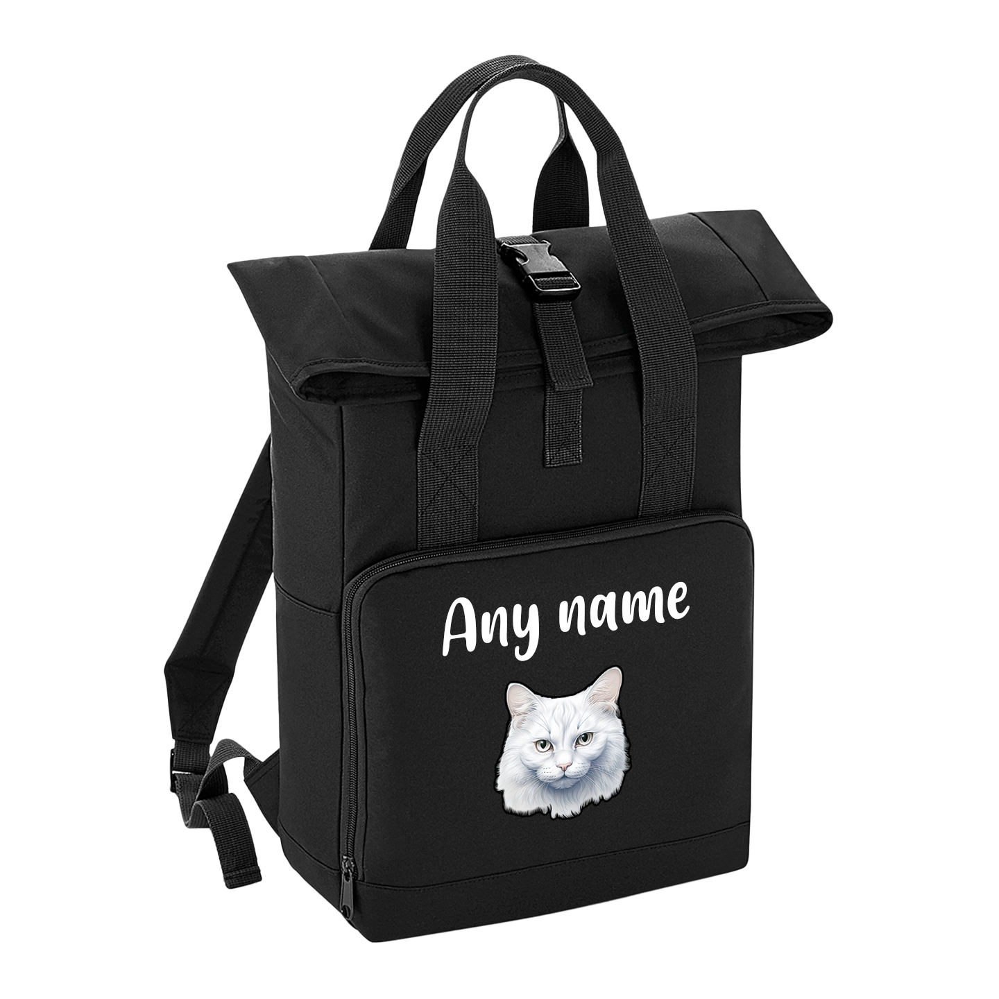 Black Cat Breed with Personalised Name Backpack