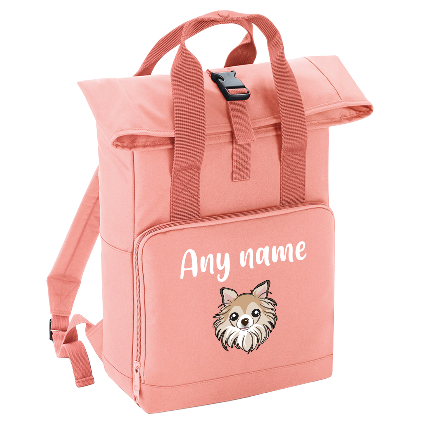 Overnighter Rucksack 14 Litres Peach Coral Any Breed Backpack With Custom Personalised Dog Name