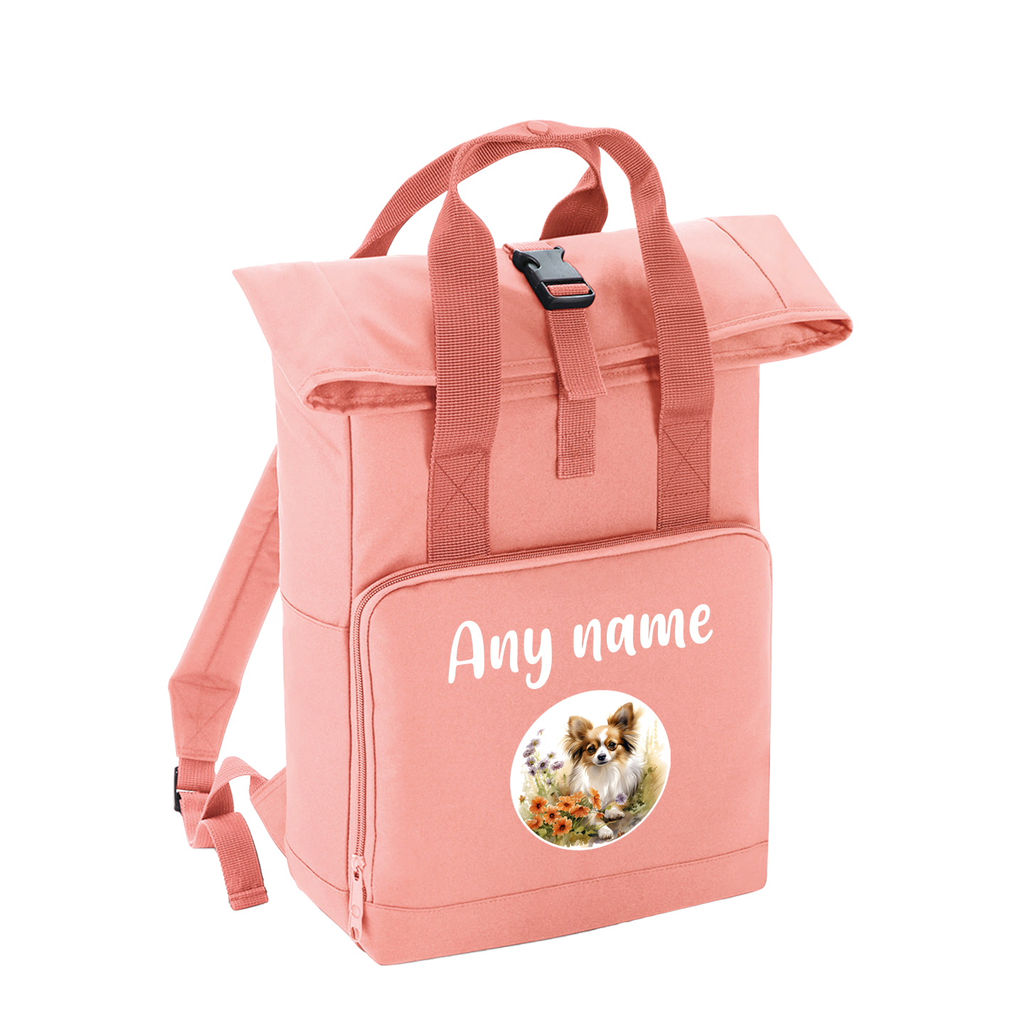 Overnighter Rucksack 14 Litres Peach Coral Wildflower Dog Breed Design