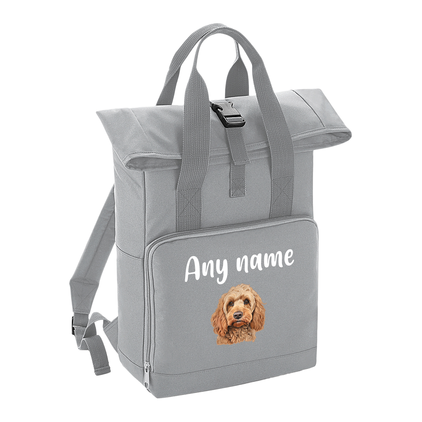 Overnighter Rucksack 14 Litres Grey Any Breed Backpack With Custom Personalised Dog Name