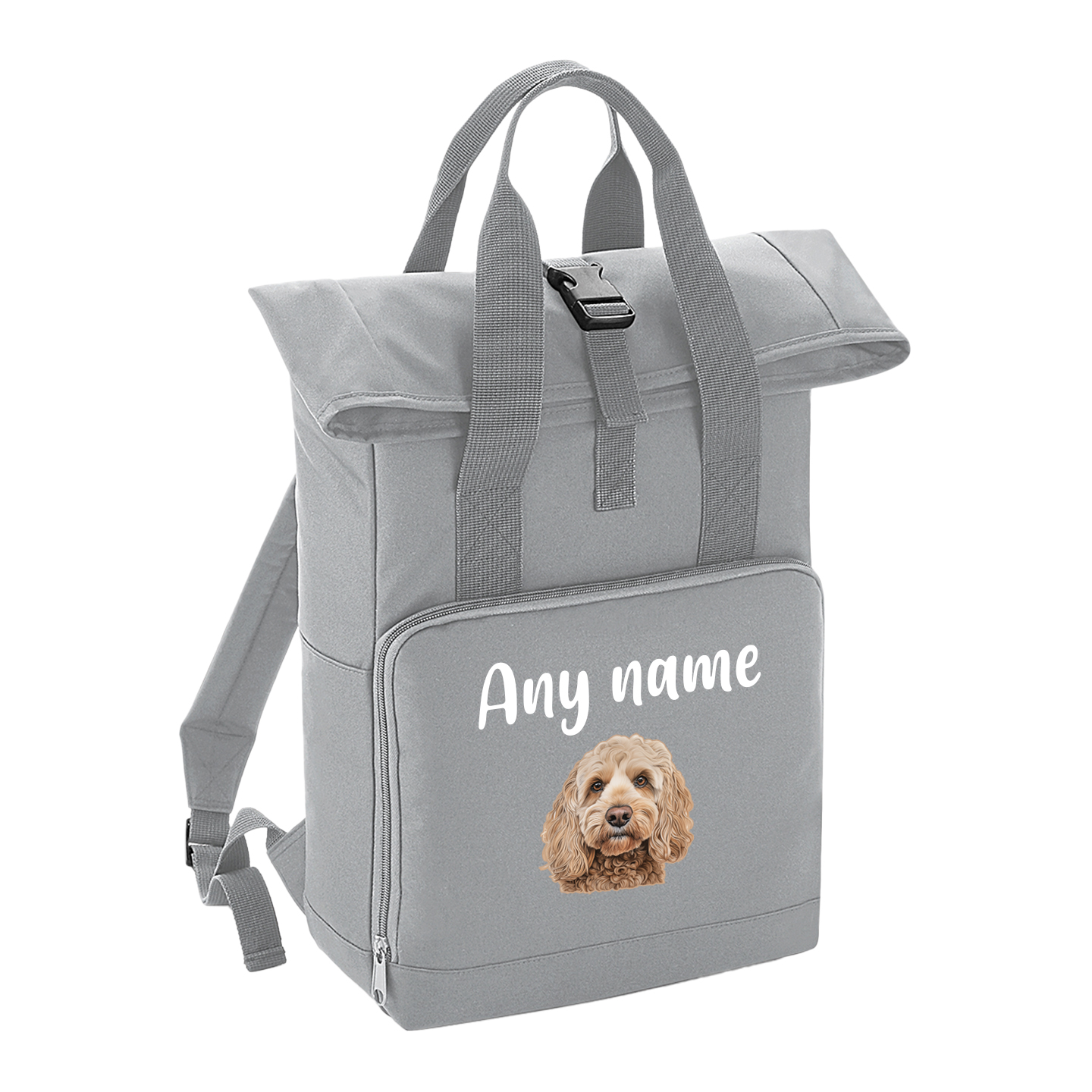 Overnighter Rucksack 14 Litres Grey Any Breed Backpack With Custom Personalised Dog Name