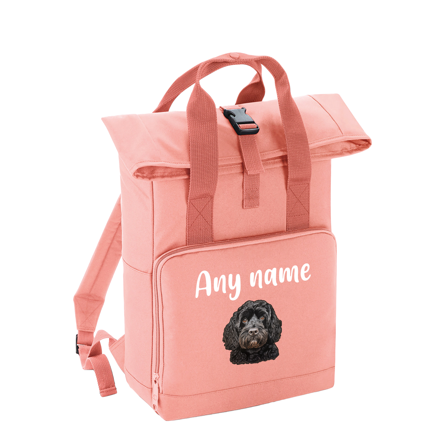 Overnighter Rucksack 14 Litres Peach Coral Any Breed Backpack With Custom Personalised Dog Name