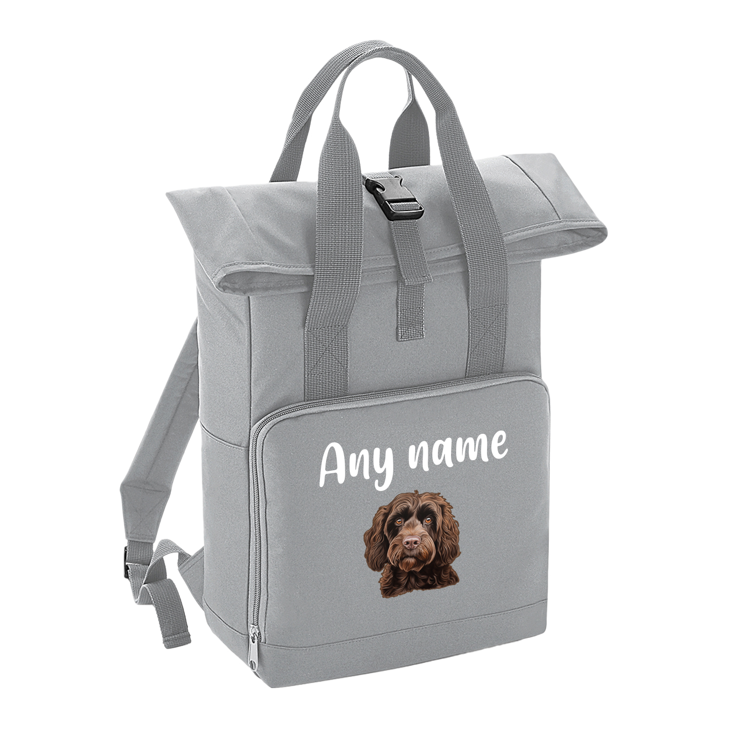 Overnighter Rucksack 14 Litres Grey Any Breed Backpack With Custom Personalised Dog Name