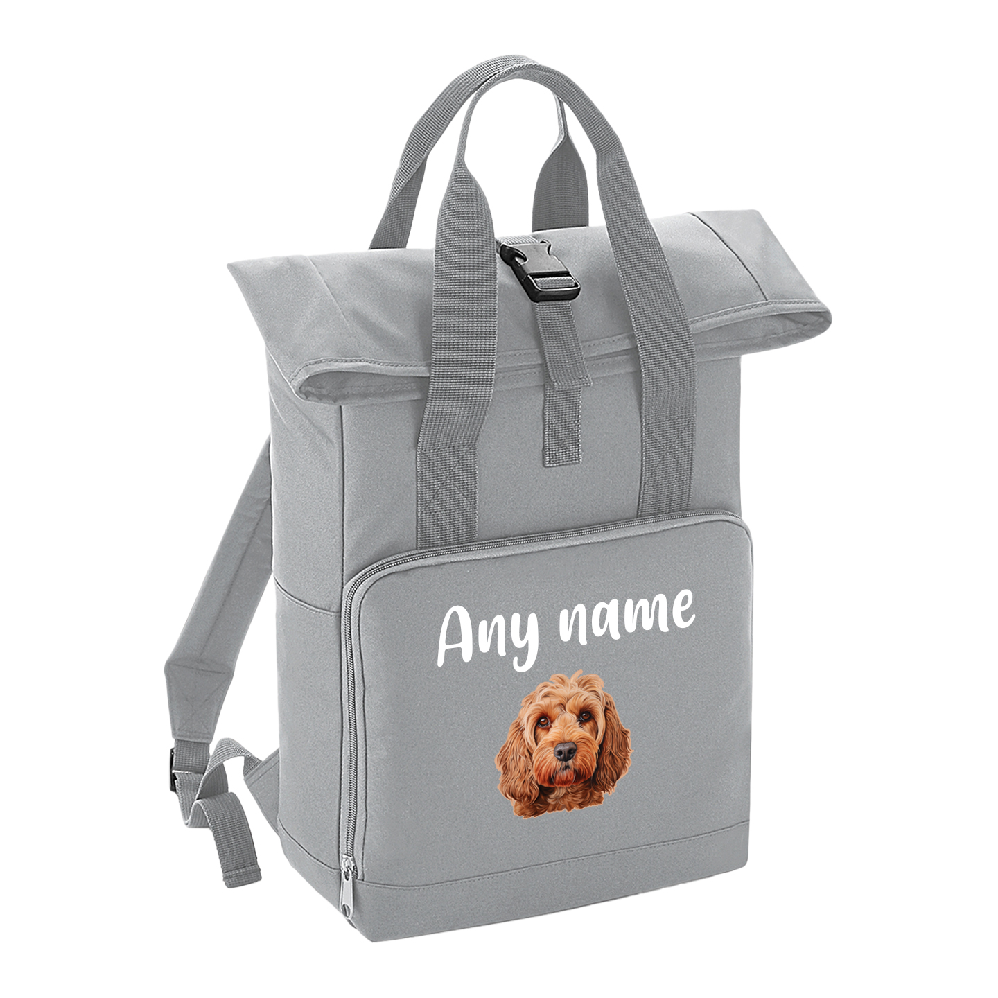 Overnighter Rucksack 14 Litres Grey Any Breed Backpack With Custom Personalised Dog Name