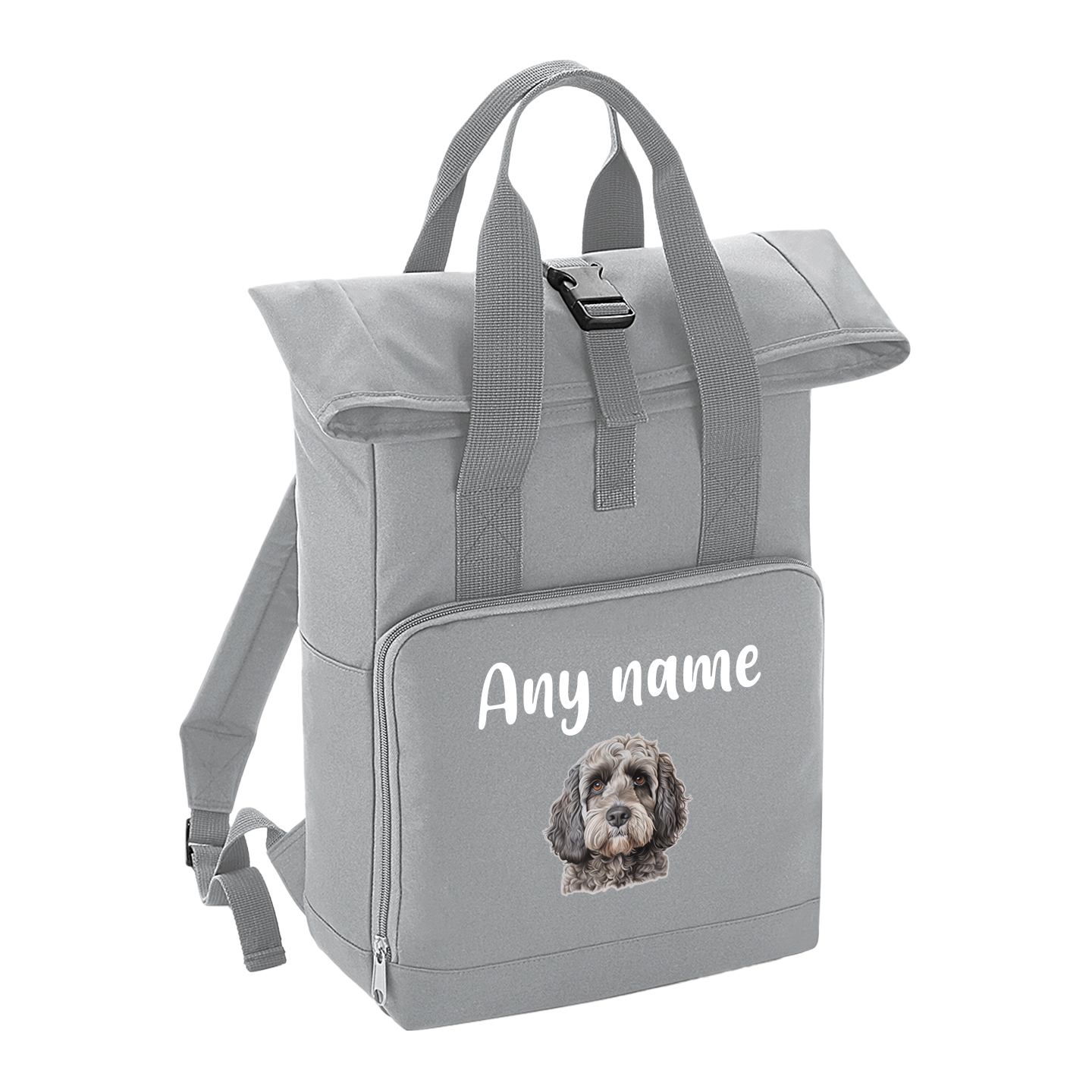 Overnighter Rucksack 14 Litres Grey Any Breed Backpack With Custom Personalised Dog Name