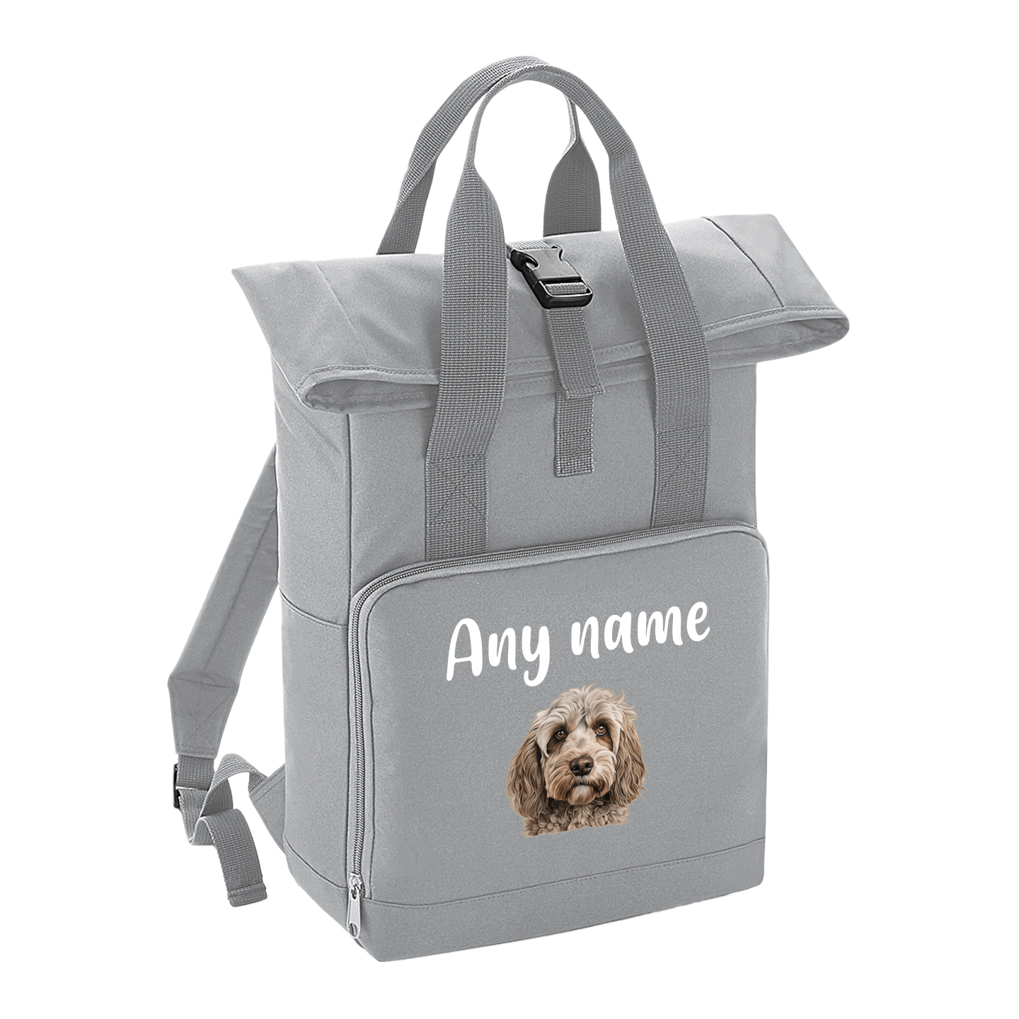 Overnighter Rucksack 14 Litres Grey Any Breed Backpack With Custom Personalised Dog Name