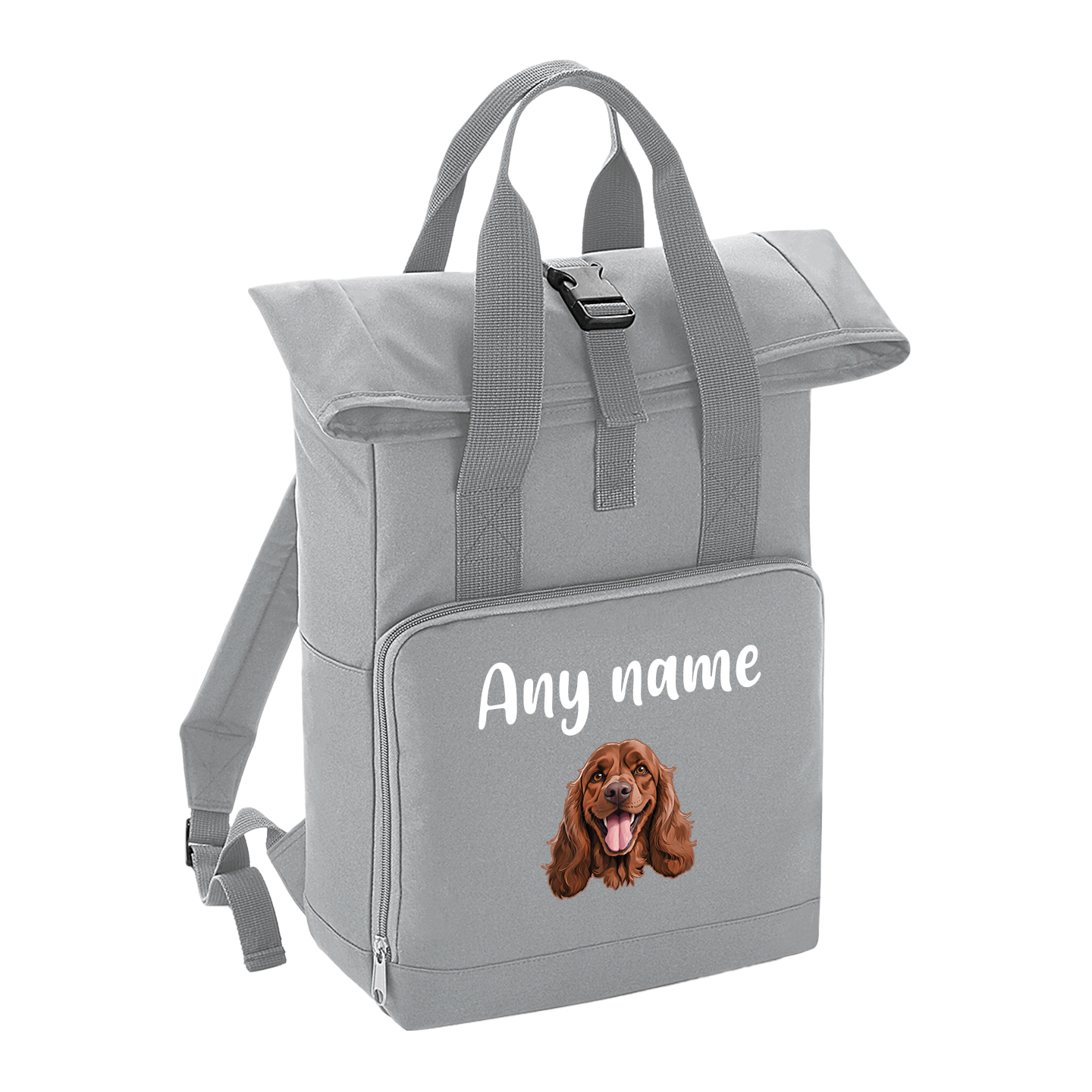 Overnighter Rucksack 14 Litres Grey Any Breed Backpack With Custom Personalised Dog Name