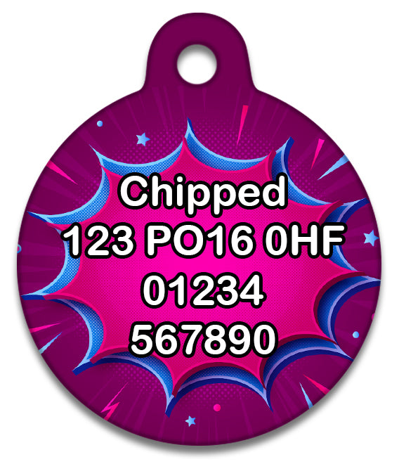 Comic Book Pink Design - Pet ID Tag