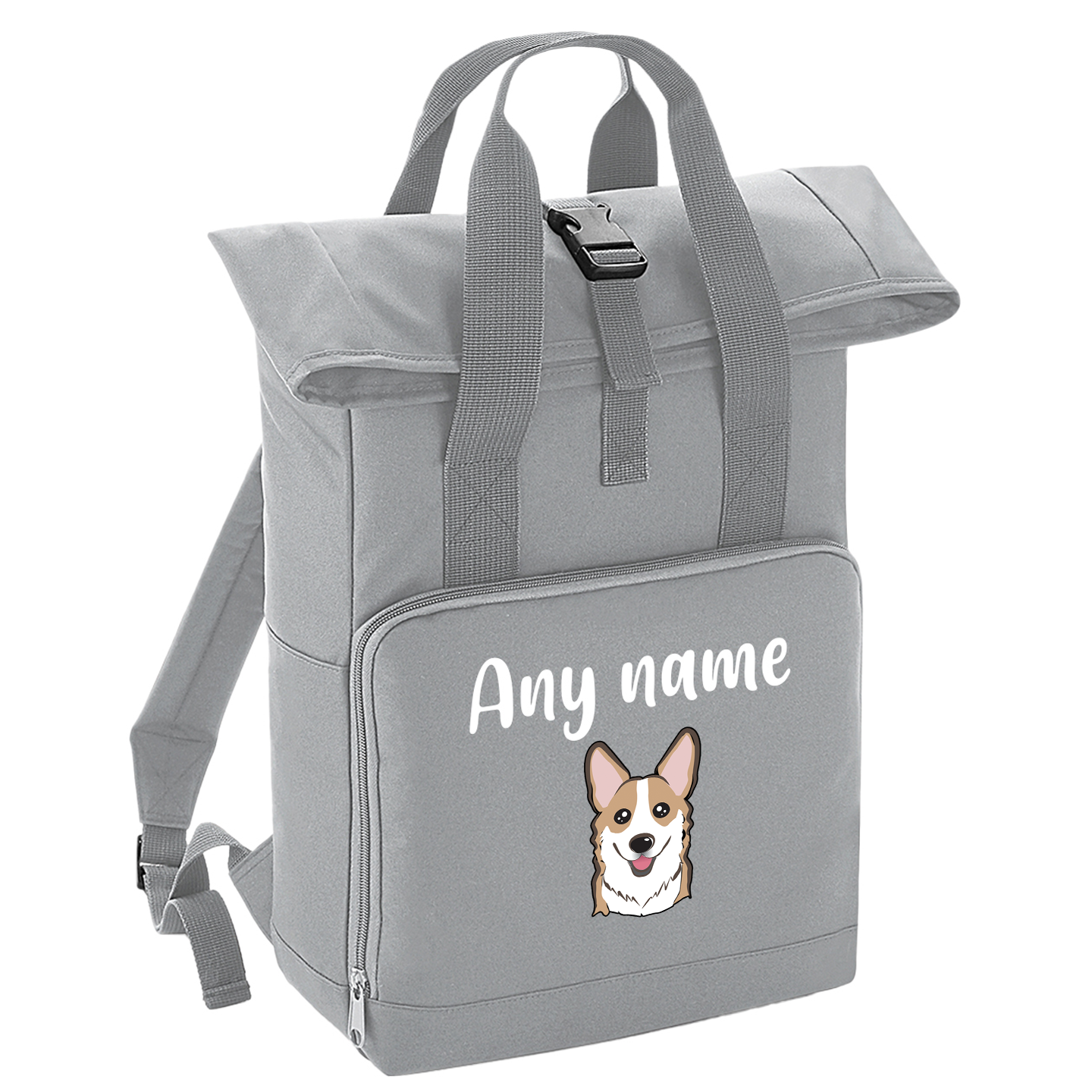 Overnighter Rucksack 14 Litres Grey Any Breed Backpack With Custom Personalised Dog Name