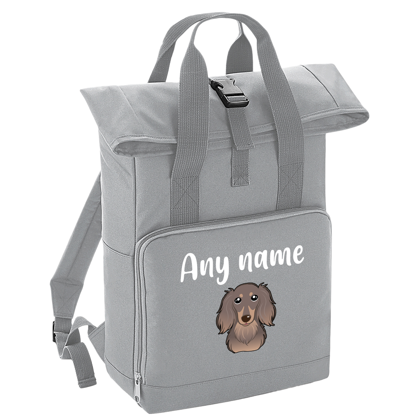 Overnighter Rucksack 14 Litres Grey Any Breed Backpack With Custom Personalised Dog Name
