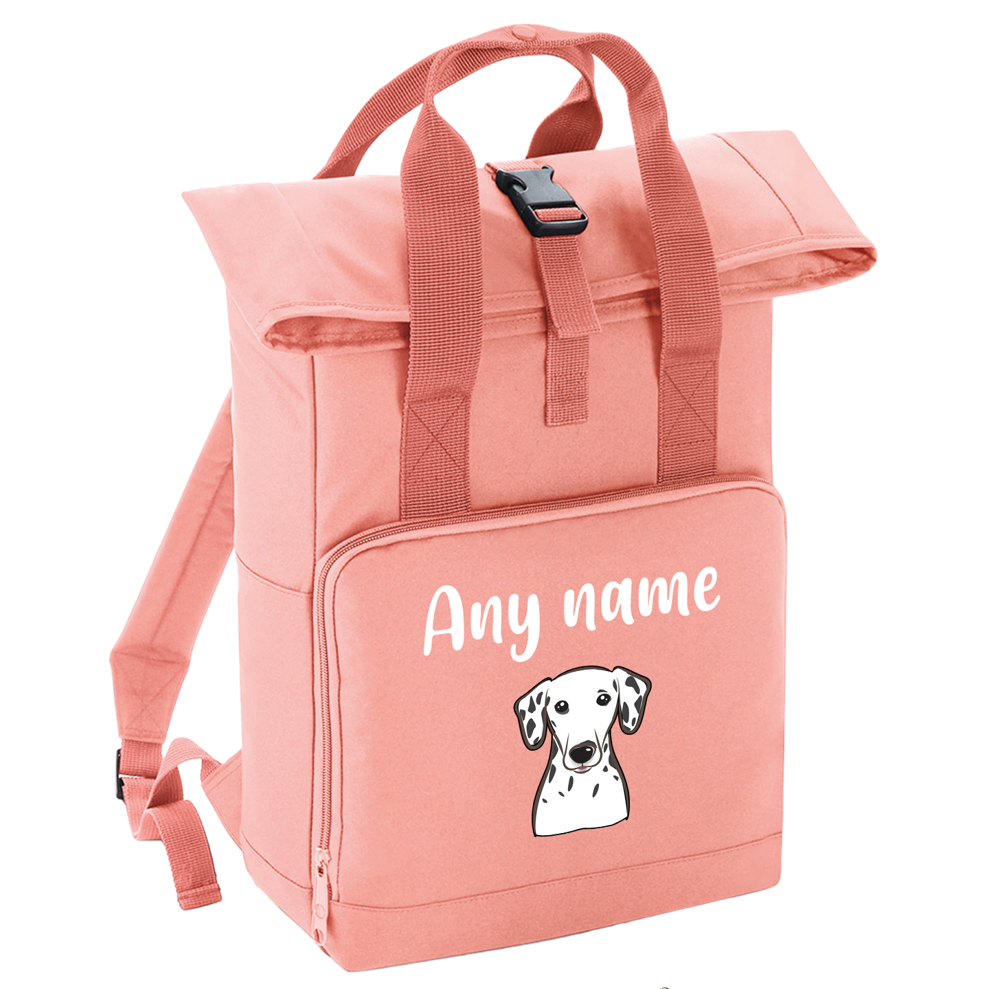 Overnighter Rucksack 14 Litres Peach Coral Any Breed Backpack With Custom Personalised Dog Name