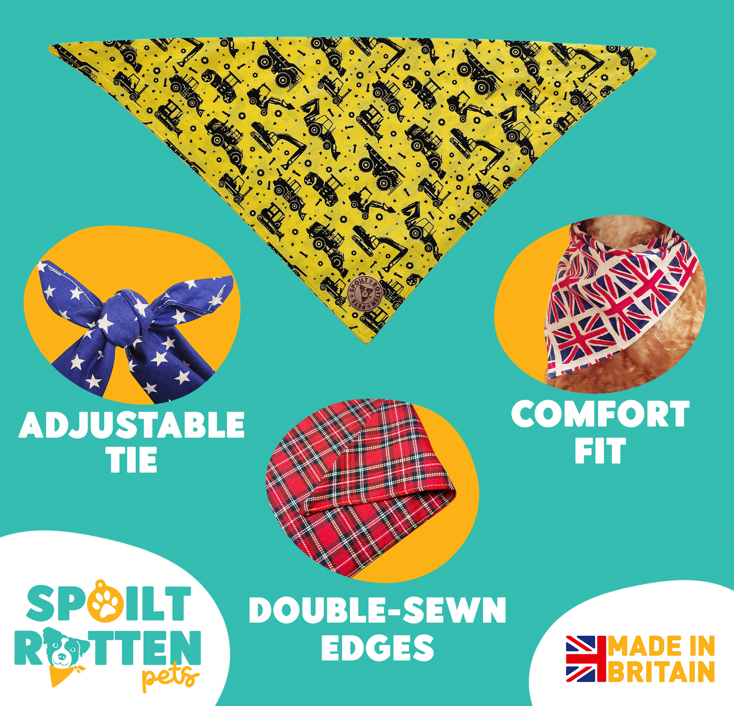 The Hereford - Digger & Tractor Tied Dog Bandana