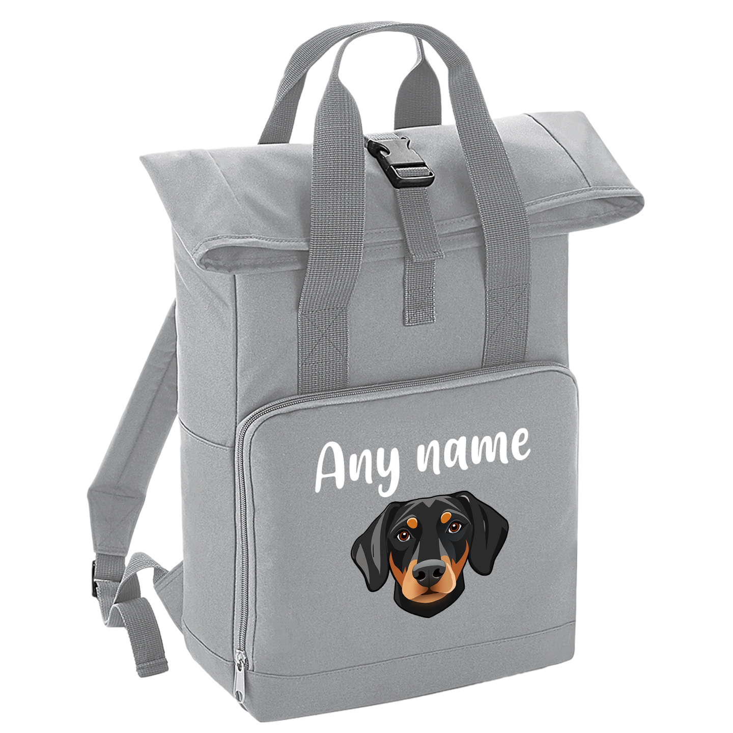 Overnighter Rucksack 14 Litres Grey Any Breed Backpack With Custom Personalised Dog Name